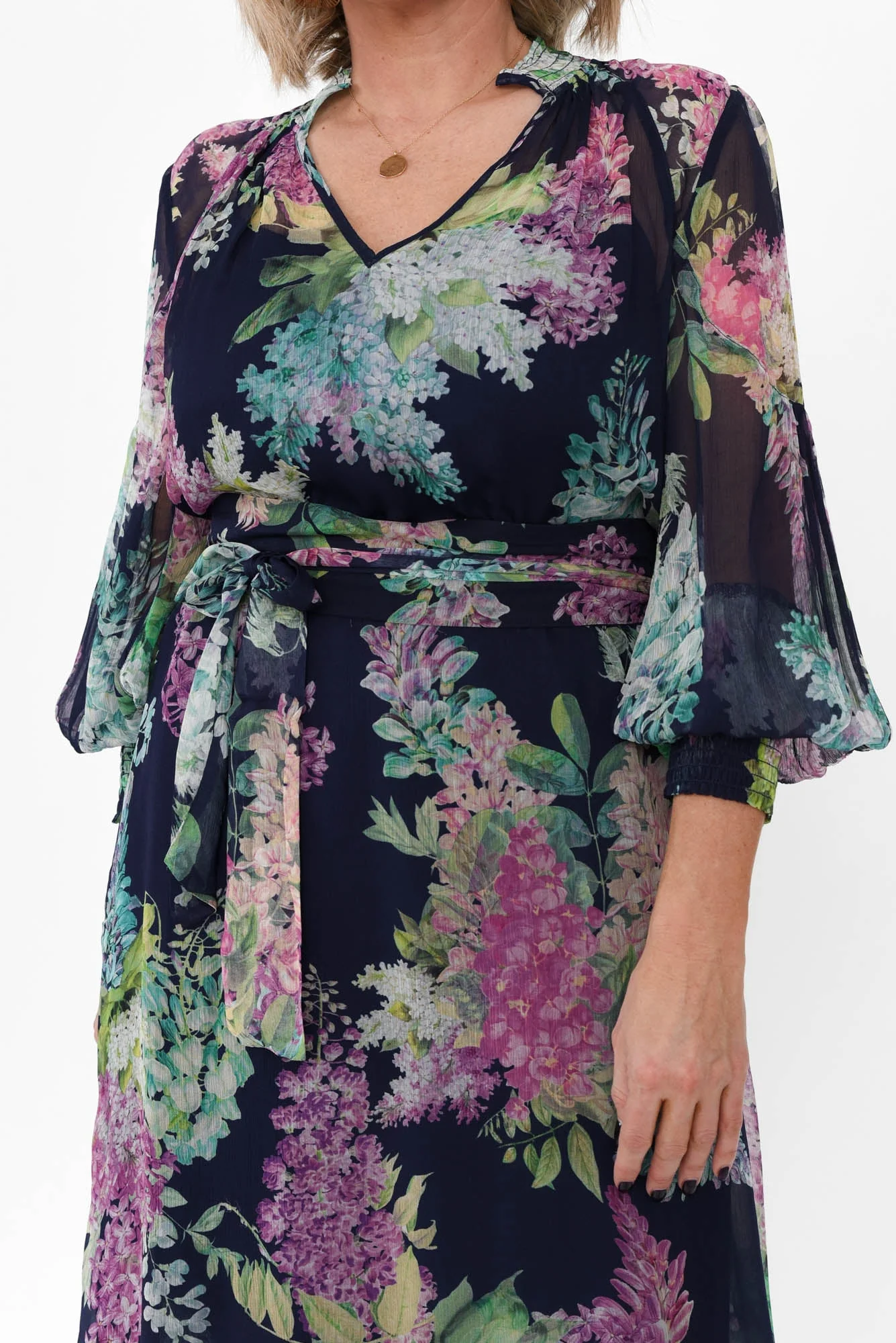 Lane Navy Wisteria Tie Dress - Image 7