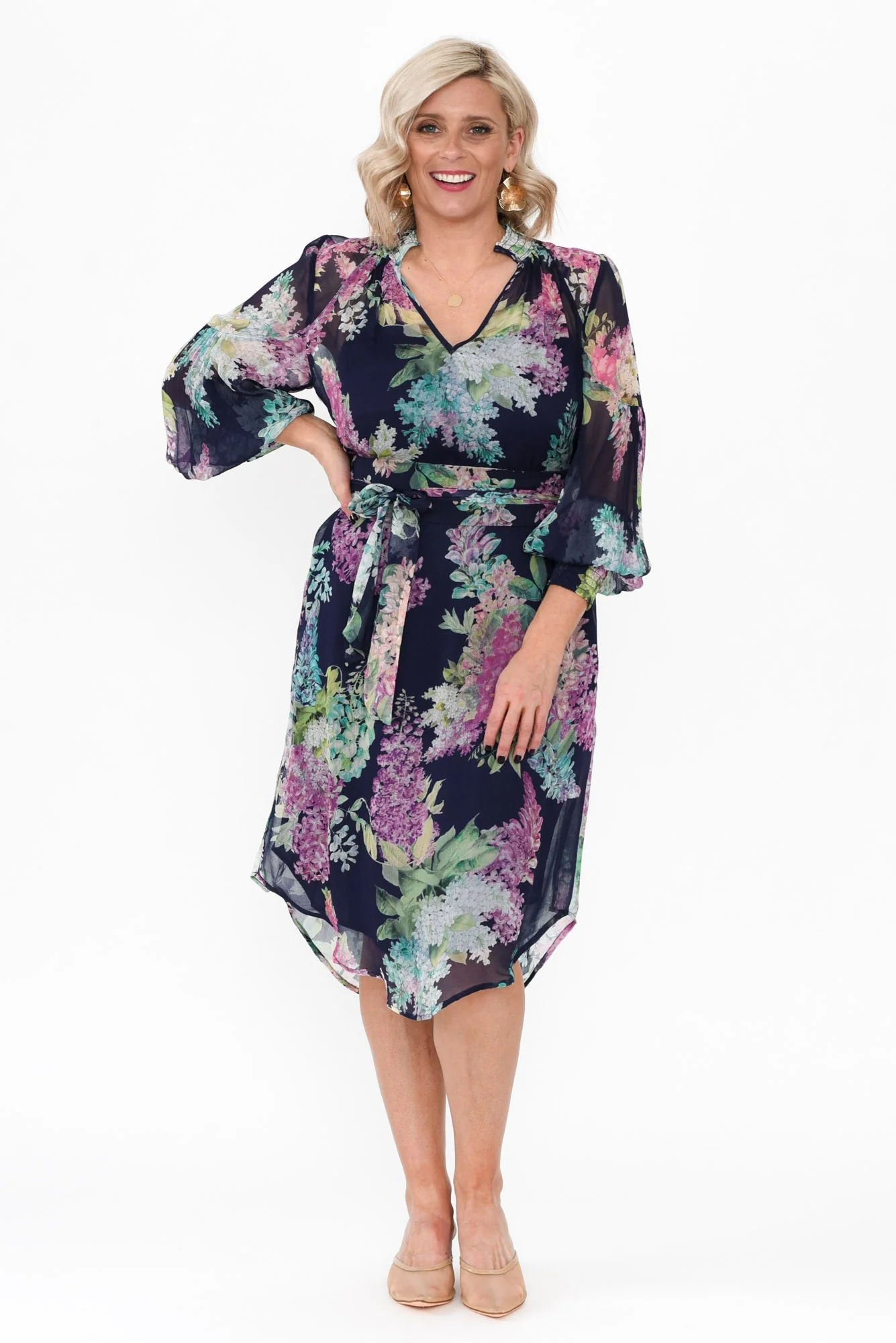 Lane Navy Wisteria Tie Dress - Image 8
