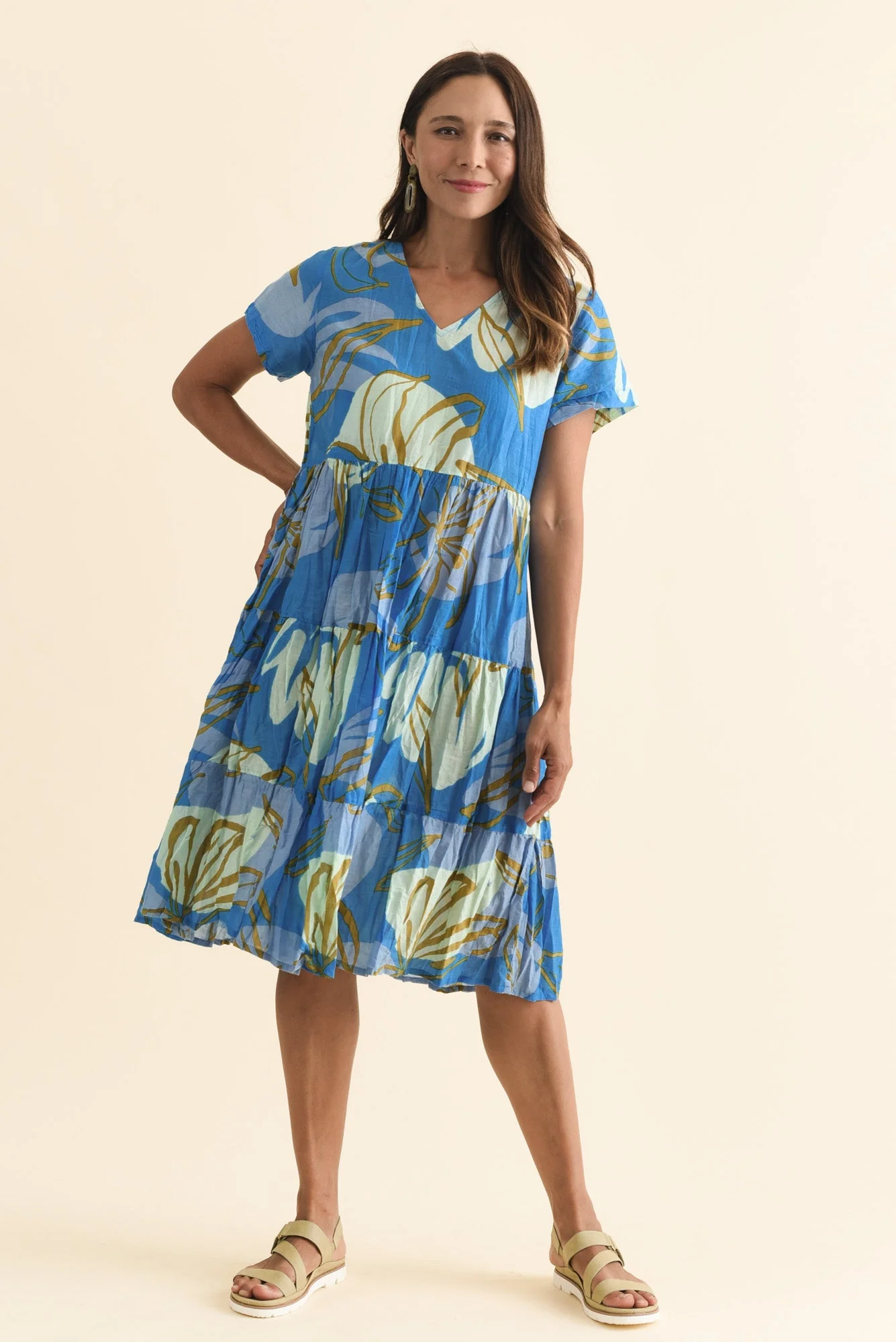 Lania Cobalt Lily Crinkle Cotton Dress - Image 2