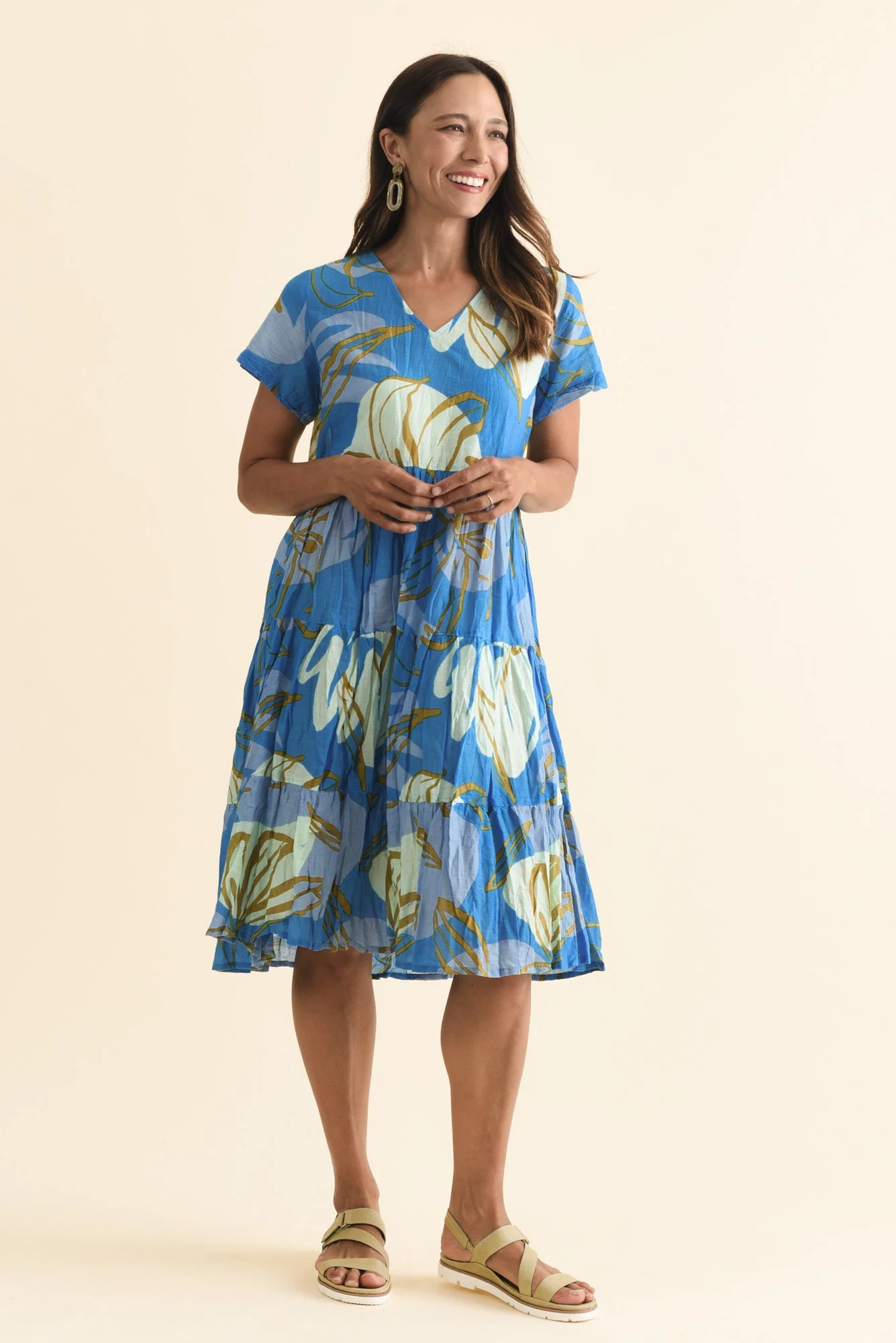 Lania Cobalt Lily Crinkle Cotton Dress - Image 3