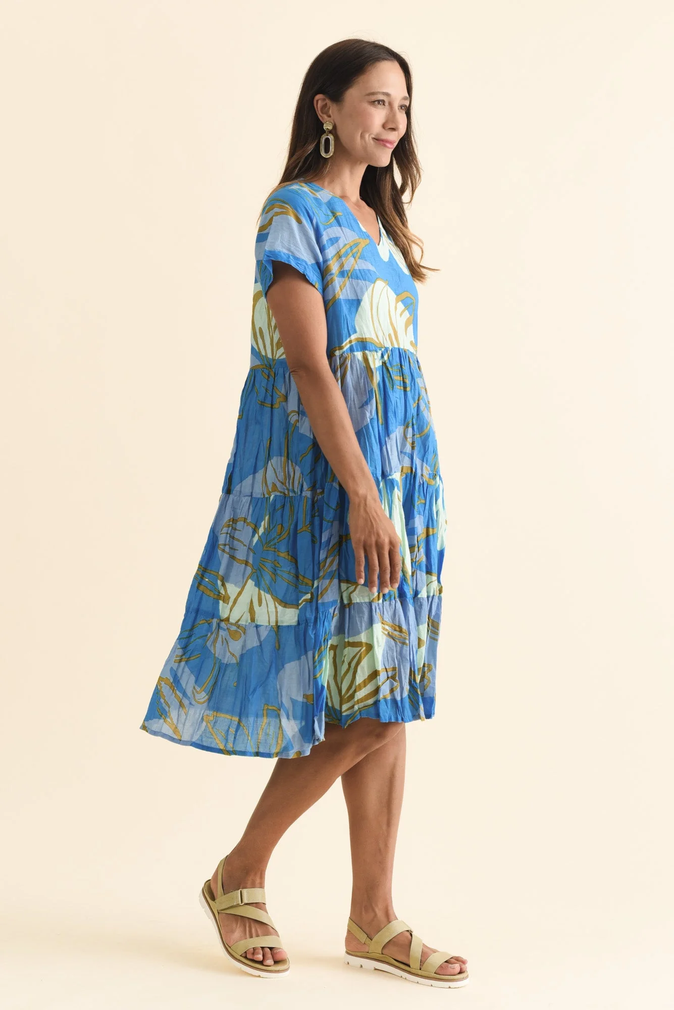 Lania Cobalt Lily Crinkle Cotton Dress - Image 4