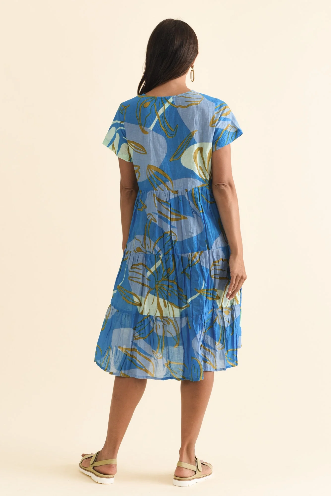 Lania Cobalt Lily Crinkle Cotton Dress - Image 5