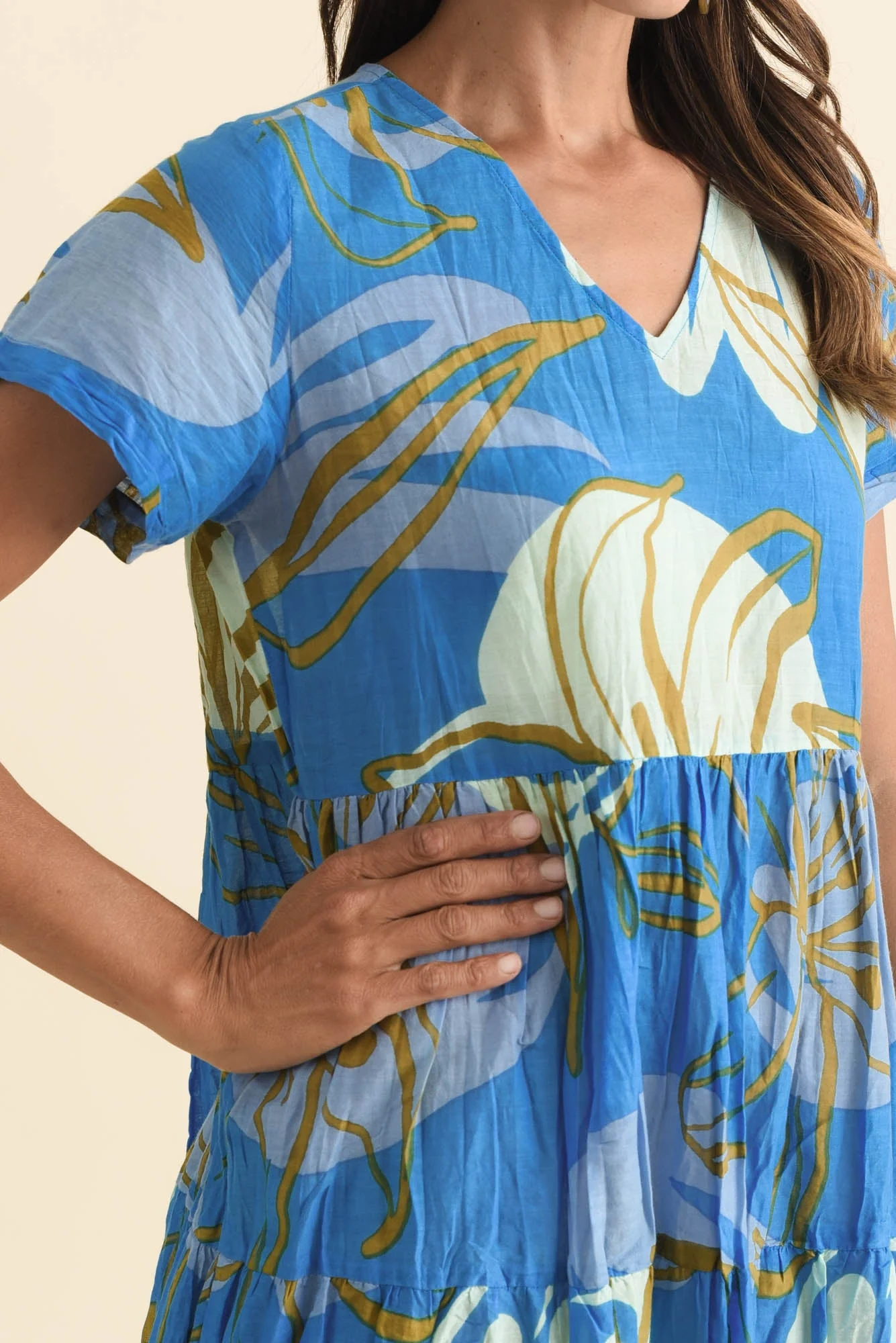 Lania Cobalt Lily Crinkle Cotton Dress - Image 6