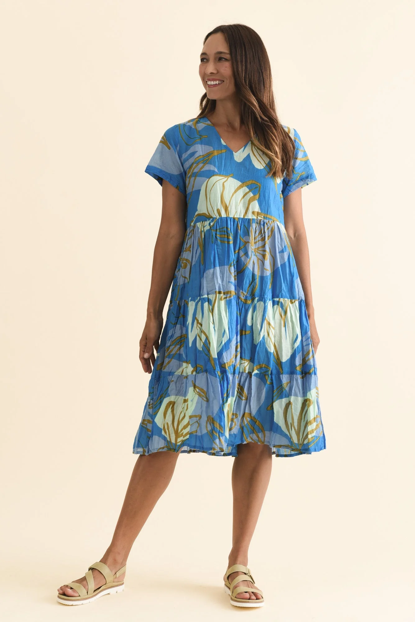 Lania Cobalt Lily Crinkle Cotton Dress - Image 7