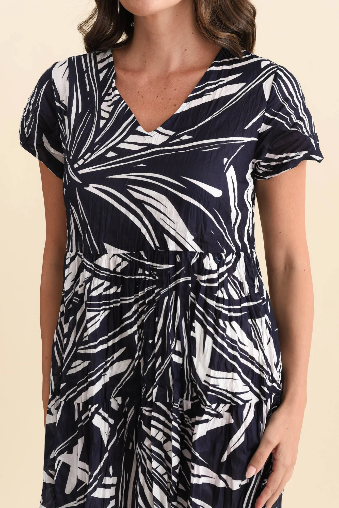 Lania Navy Burst Crinkle Cotton Dress - Image 5