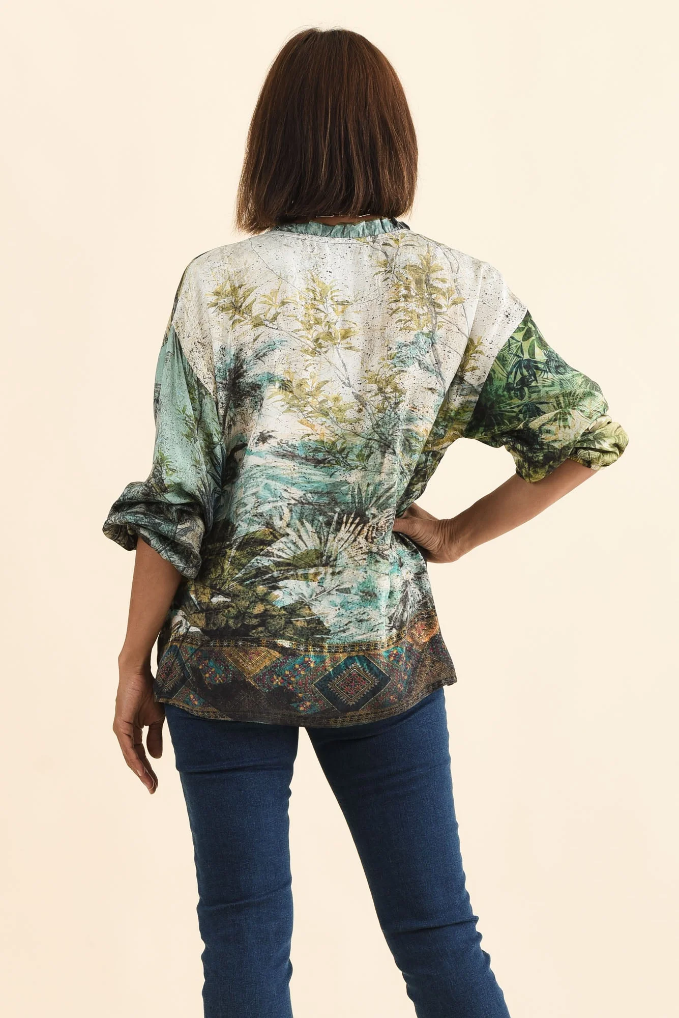 Laria Green Tropical Button Top - Image 5
