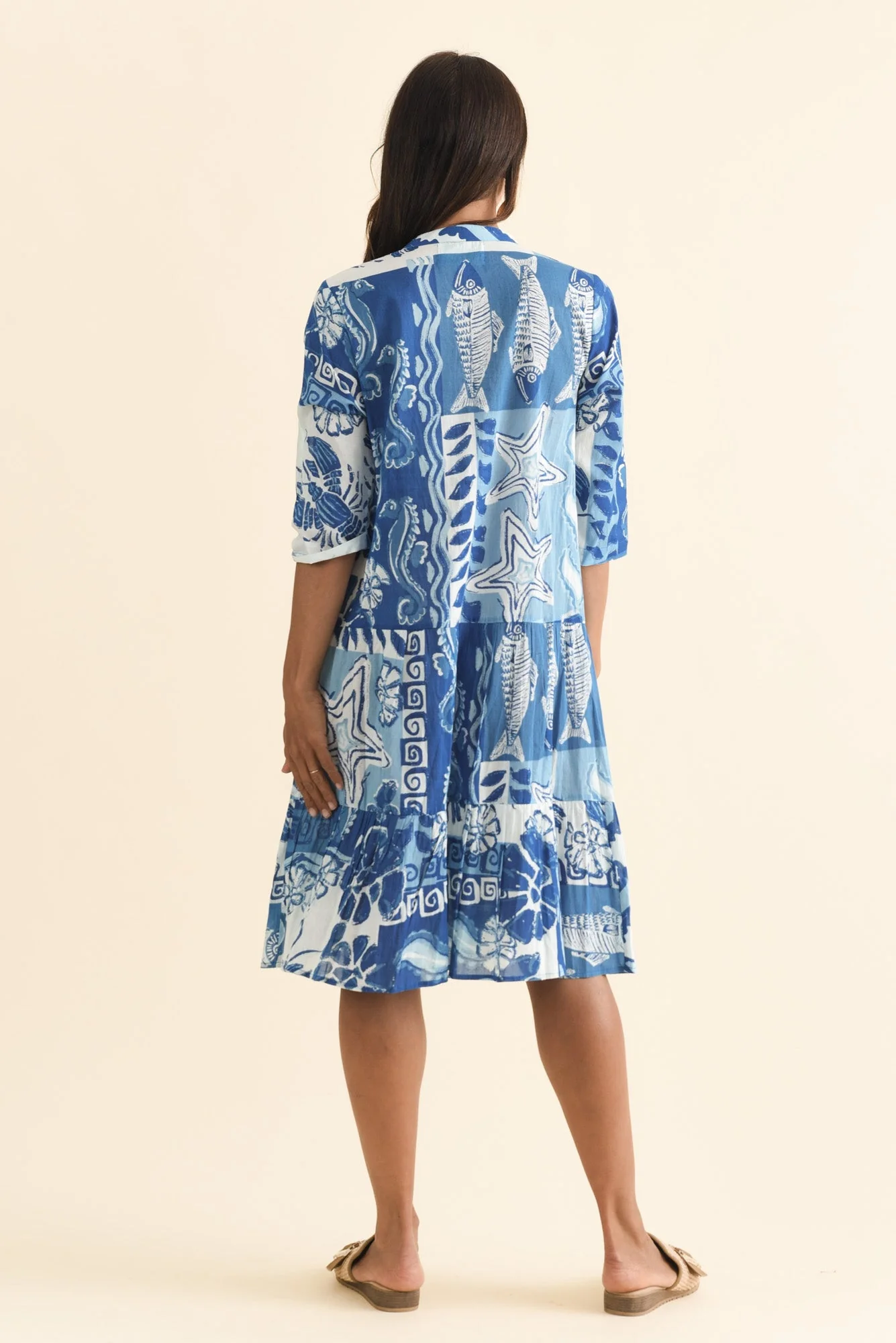 Larissa Blue Ocean Cotton Pleated Dress - Image 5