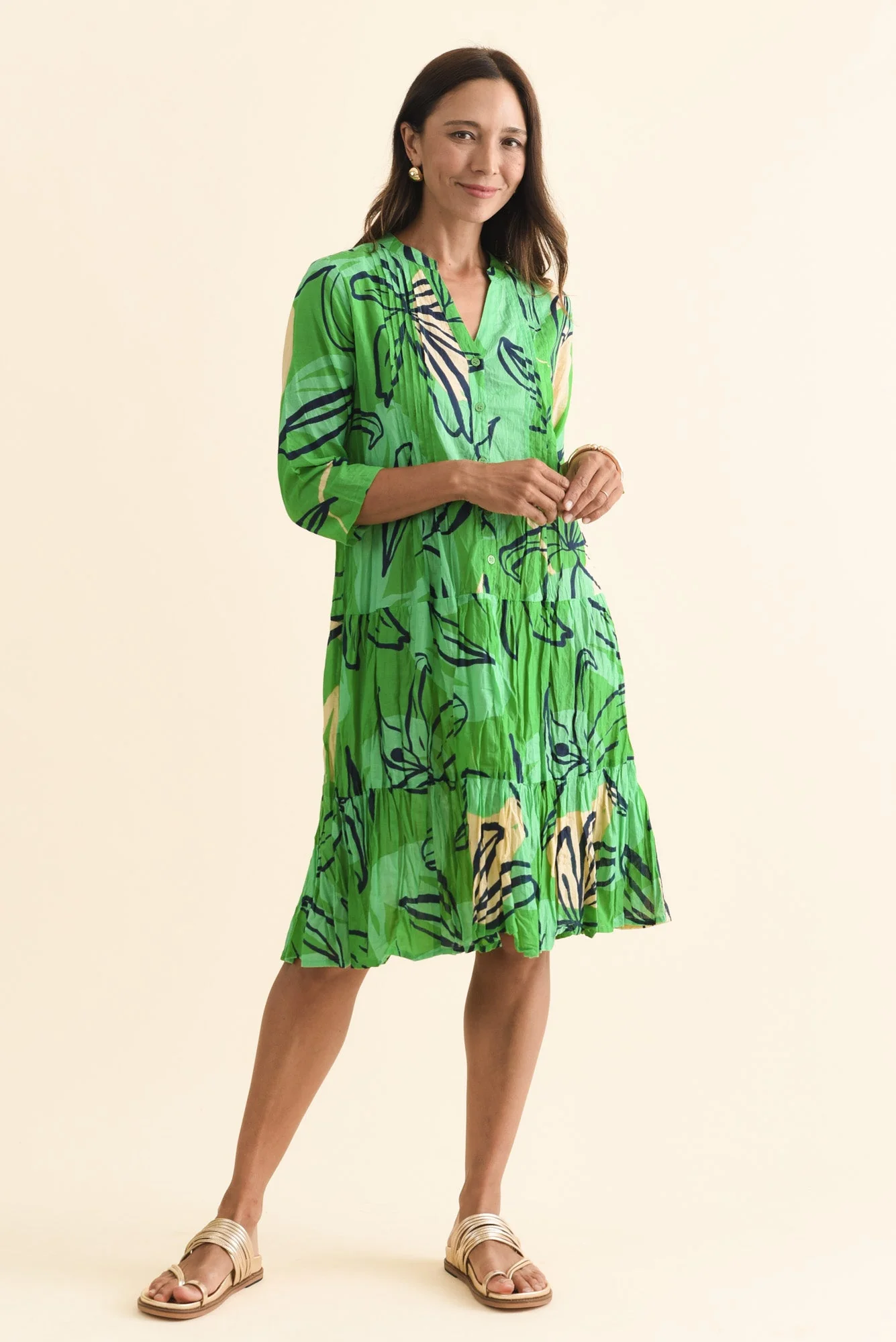 Larissa Green Lily Cotton Pleated Dress - Image 6