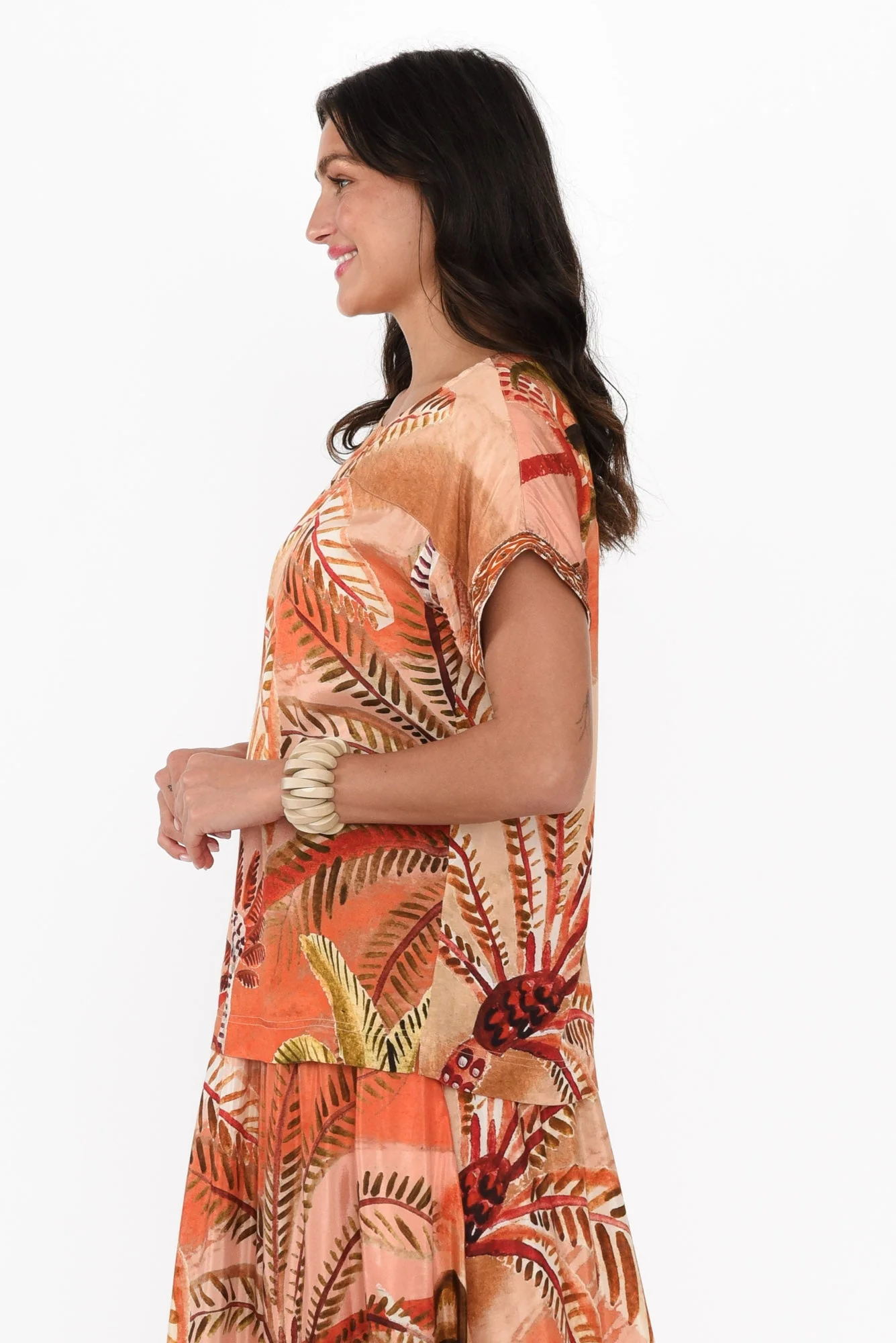 Laszlo Orange Palm Boatneck Tee - Image 3