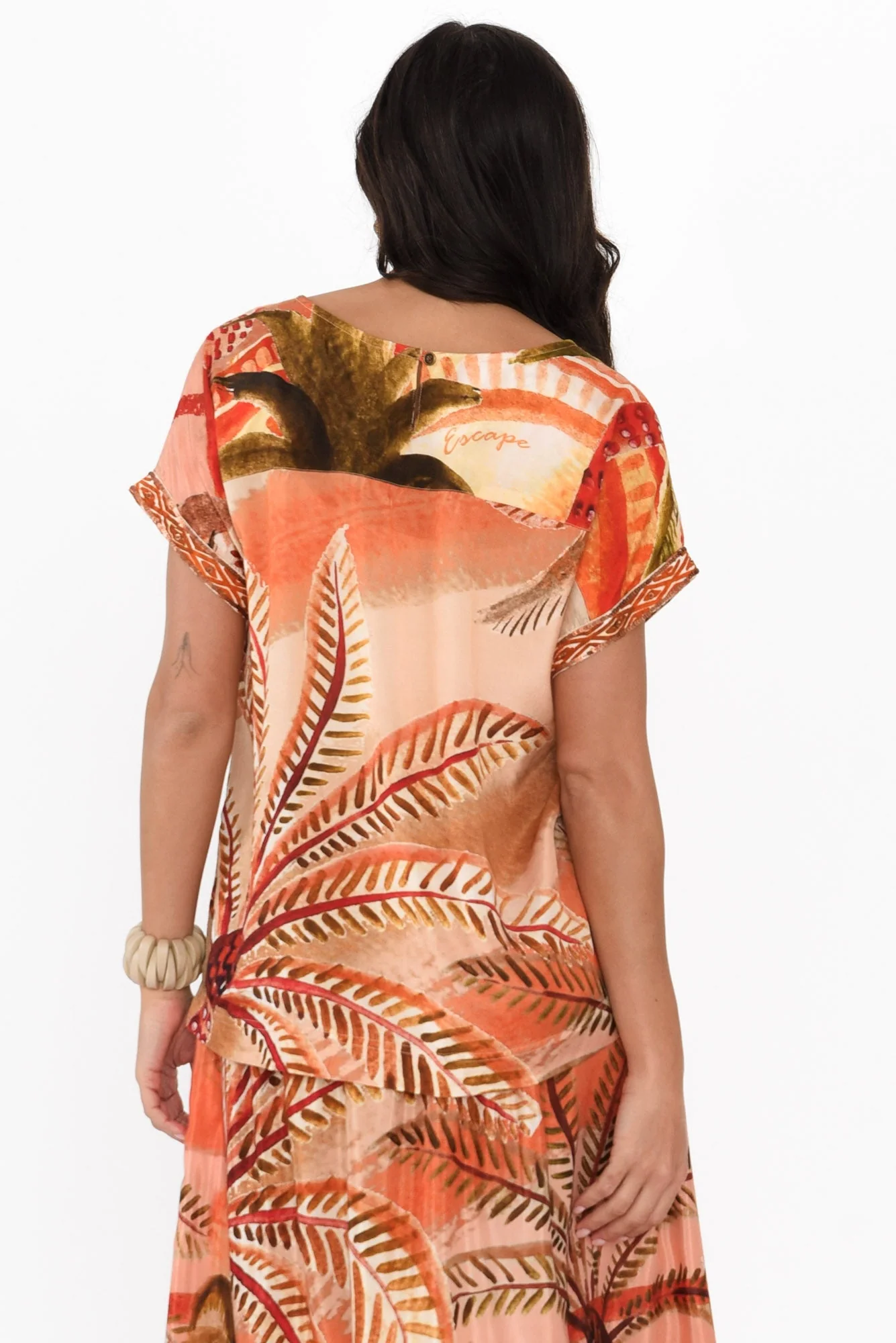 Laszlo Orange Palm Boatneck Tee - Image 4