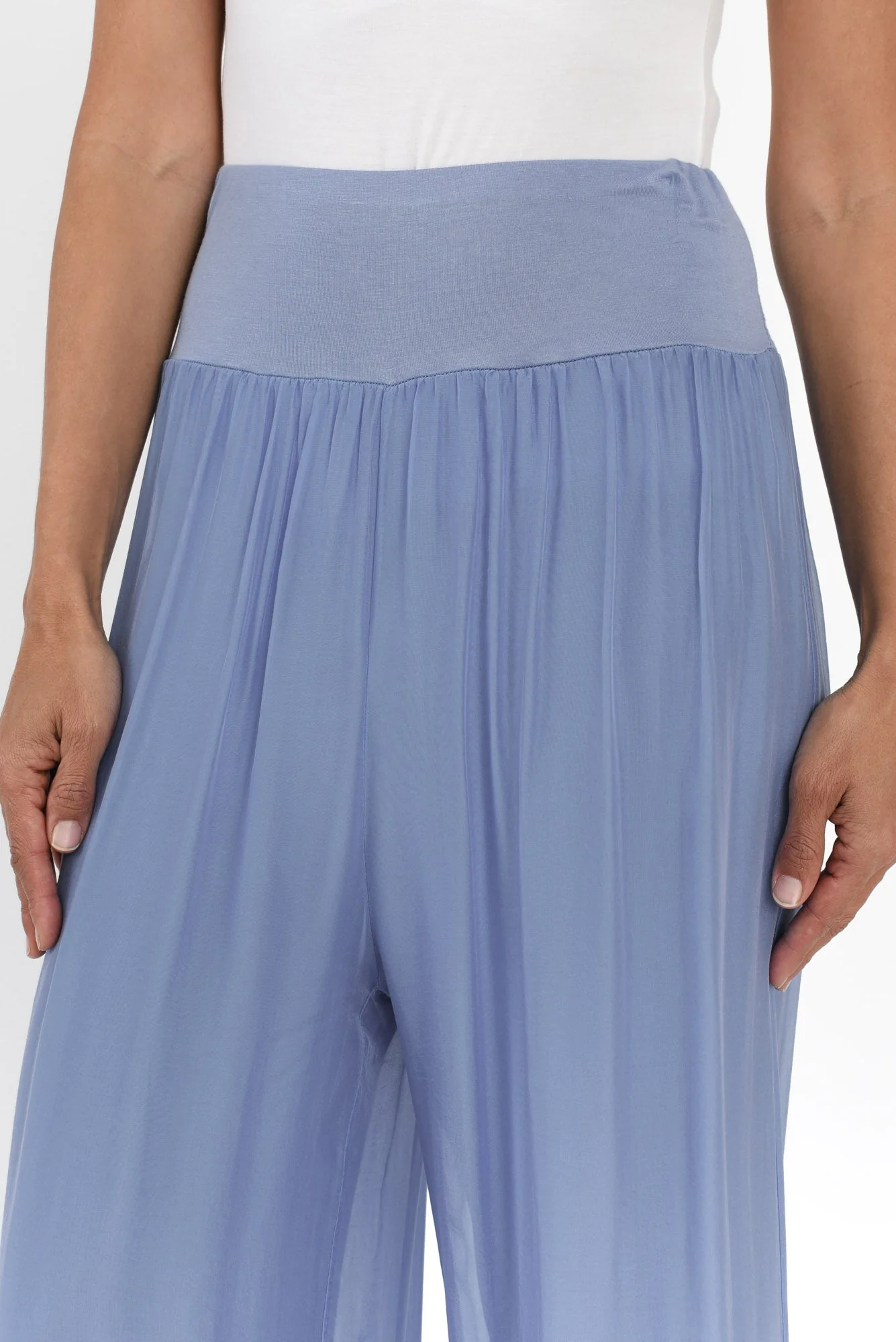Laurier Blue Silk Wide Leg Pants - Image 4
