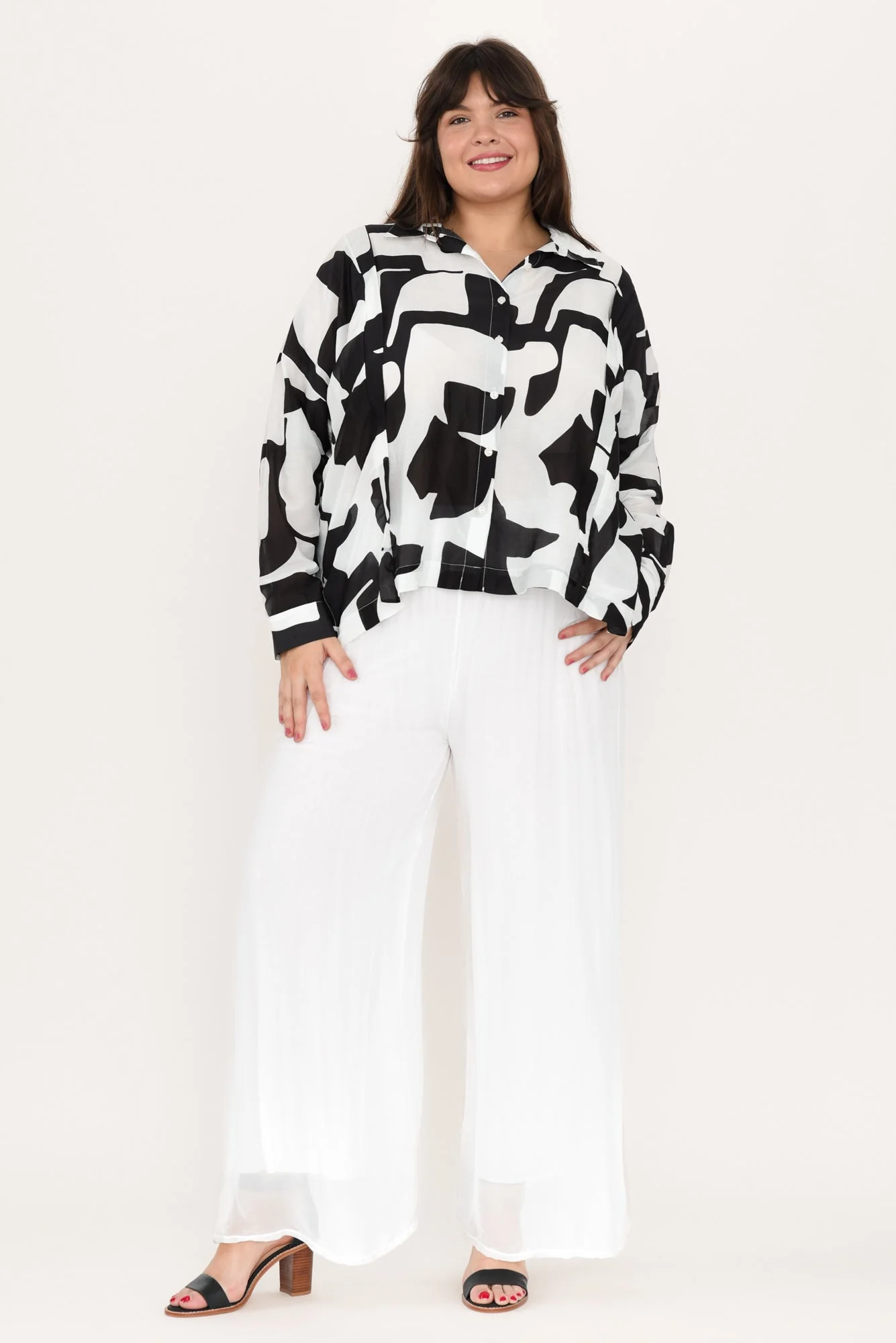 Laurier White Silk Wide Leg Pants - Image 9
