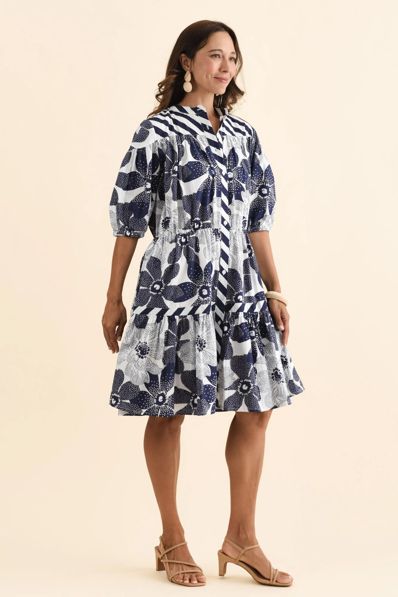 Lazar Navy Floral Cotton Dress - Image 3