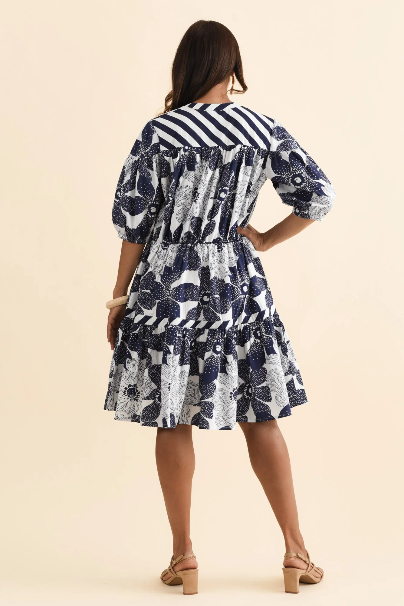 Lazar Navy Floral Cotton Dress - Image 4