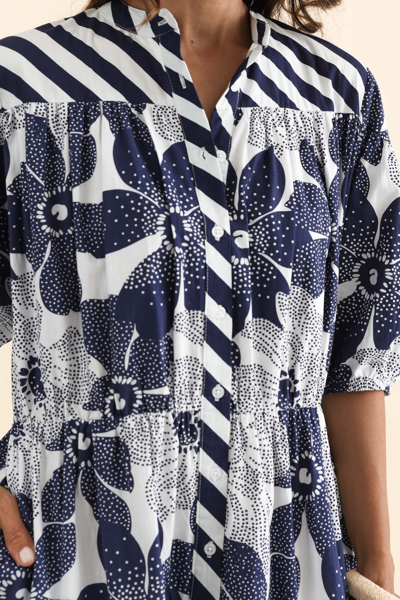 Lazar Navy Floral Cotton Dress - Image 5