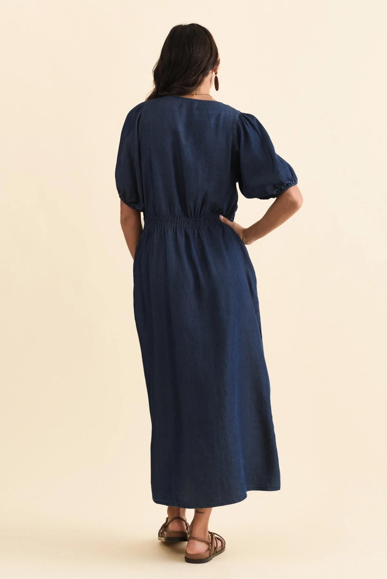 Lee Dark Blue Lyocell Button Dress - Image 4