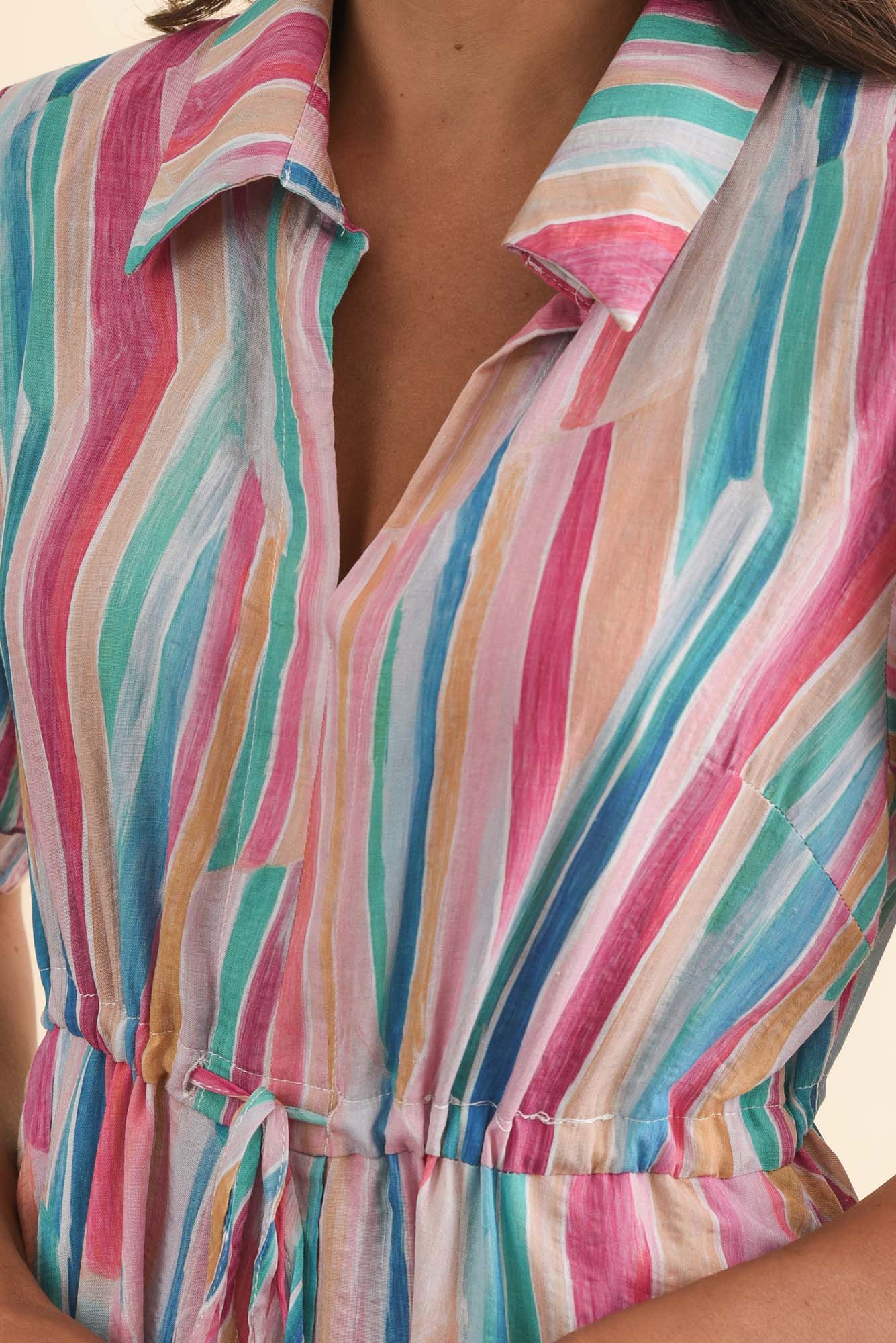 Leigh Pink Stripe Tie Dress - Image 5