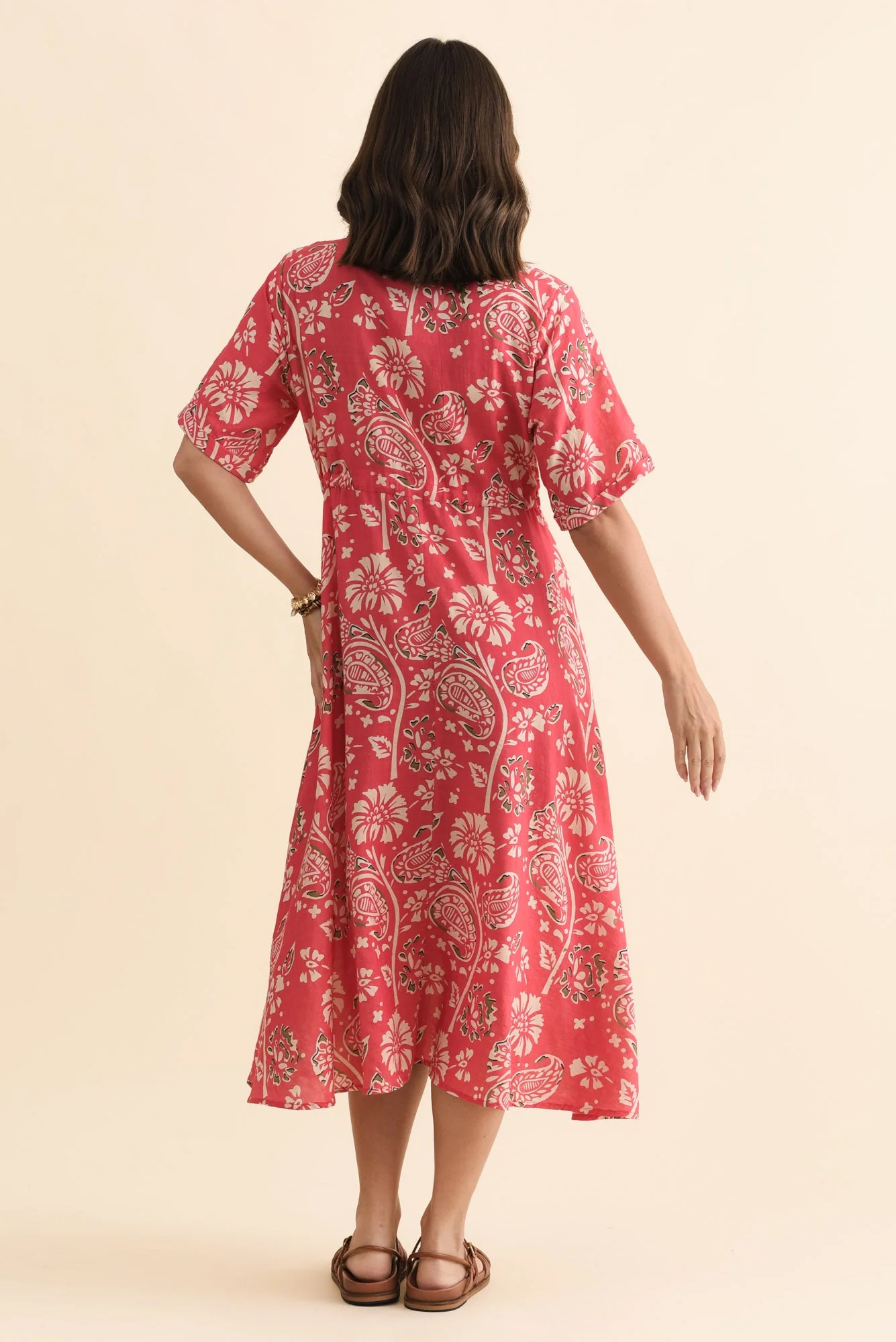 Leigh Red Flower Tie Dress - Image 5
