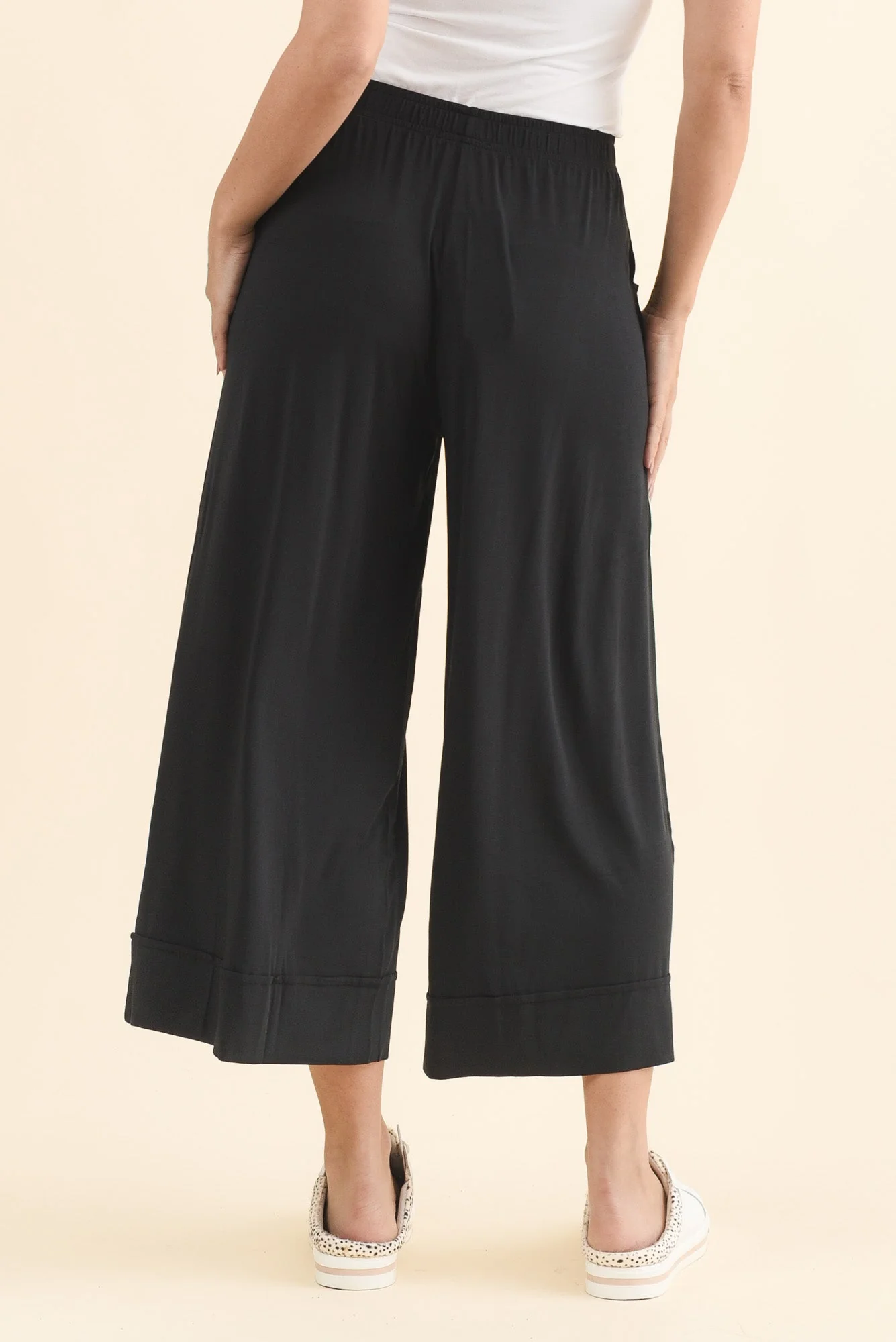 Lena Black Micro Modal Resort Pants - Image 4