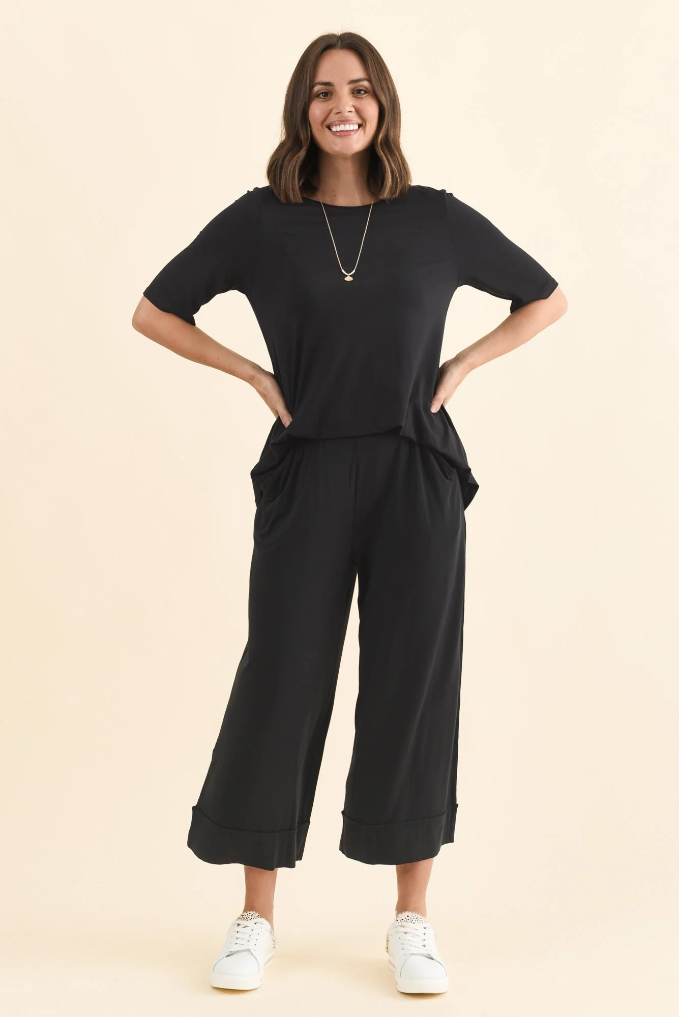 Lena Black Micro Modal Resort Pants - Image 6