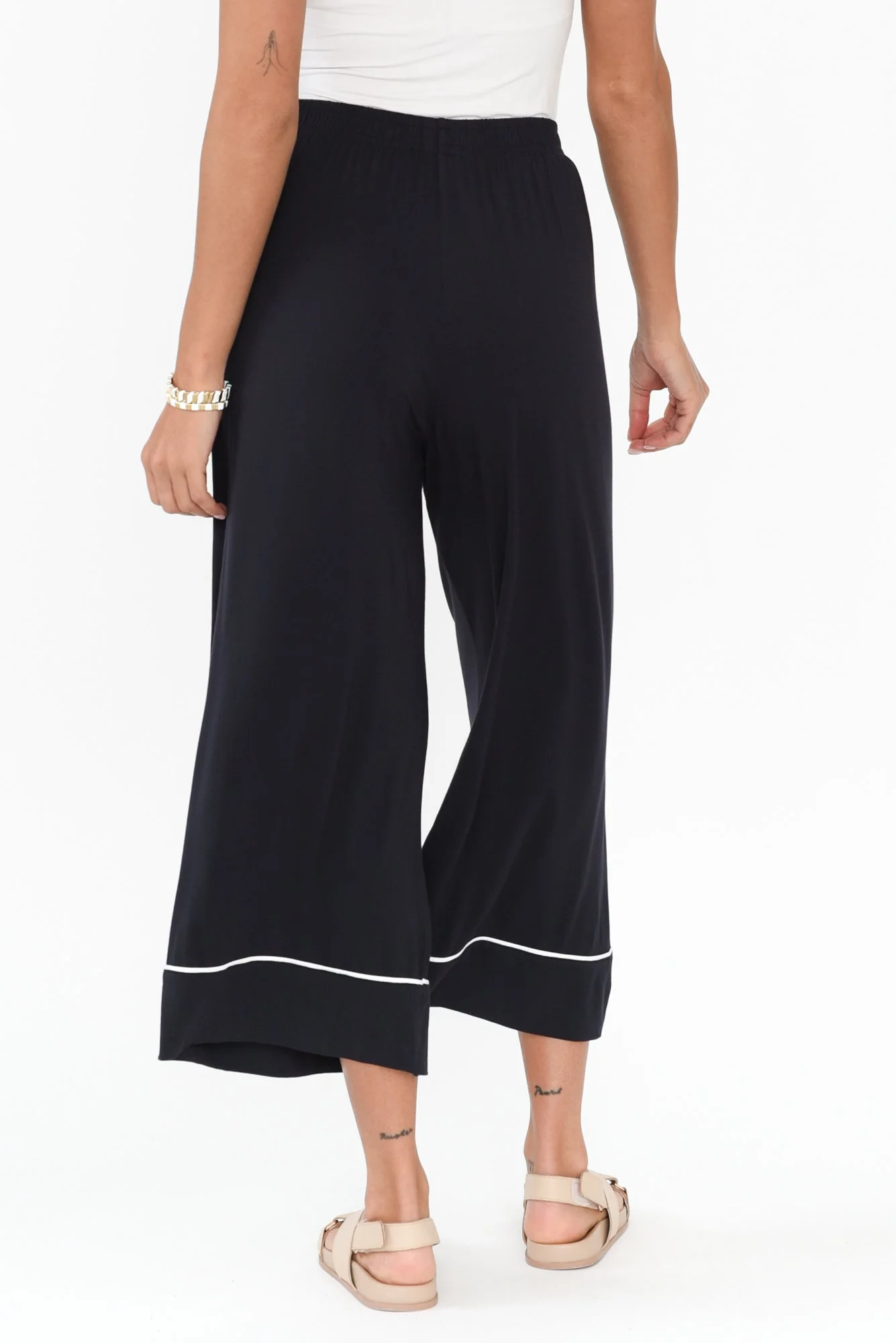 Lena Navy Contrast Micro Modal Resort Pants - Image 5