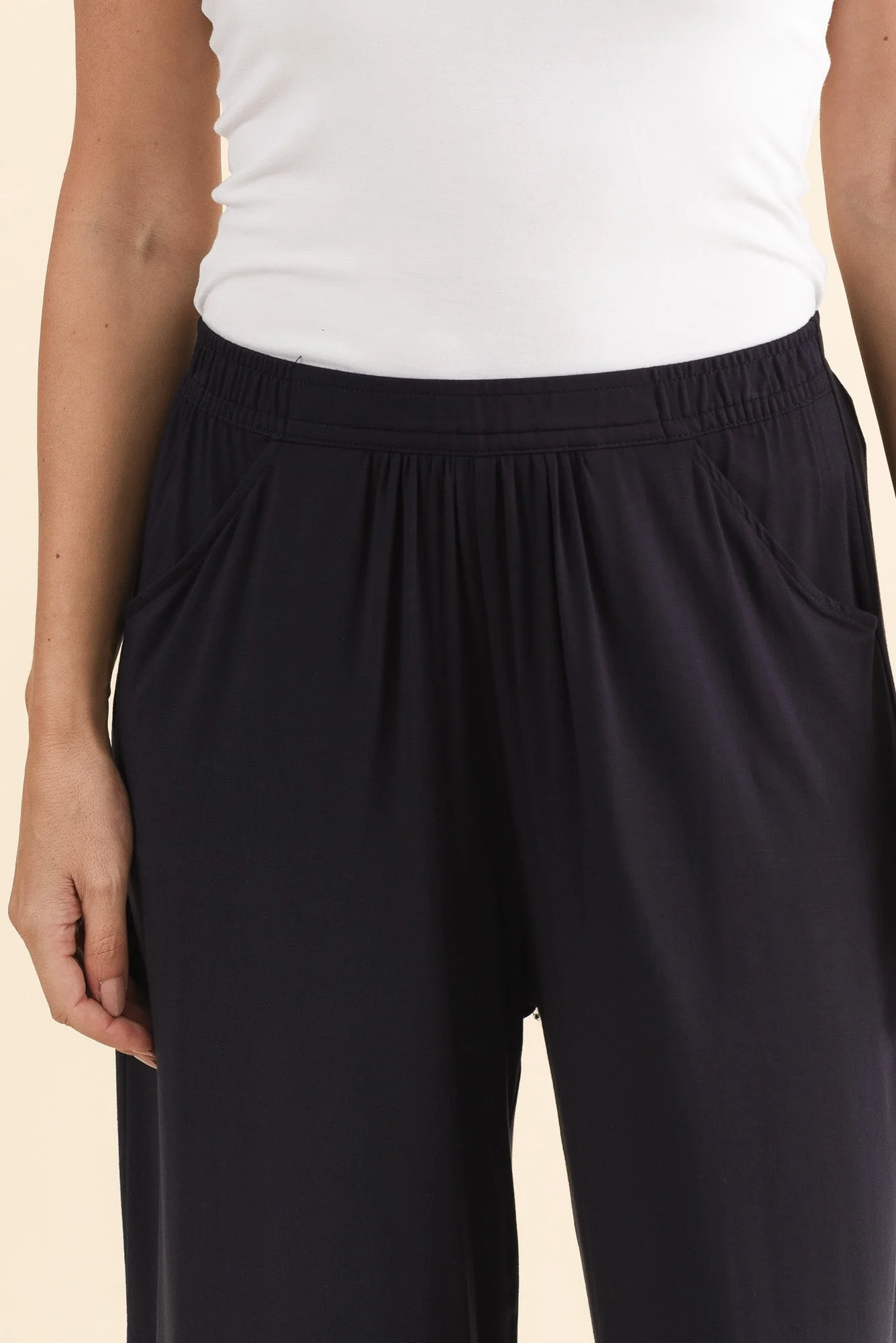 Lena Navy Micro Modal Resort Pants - Image 6