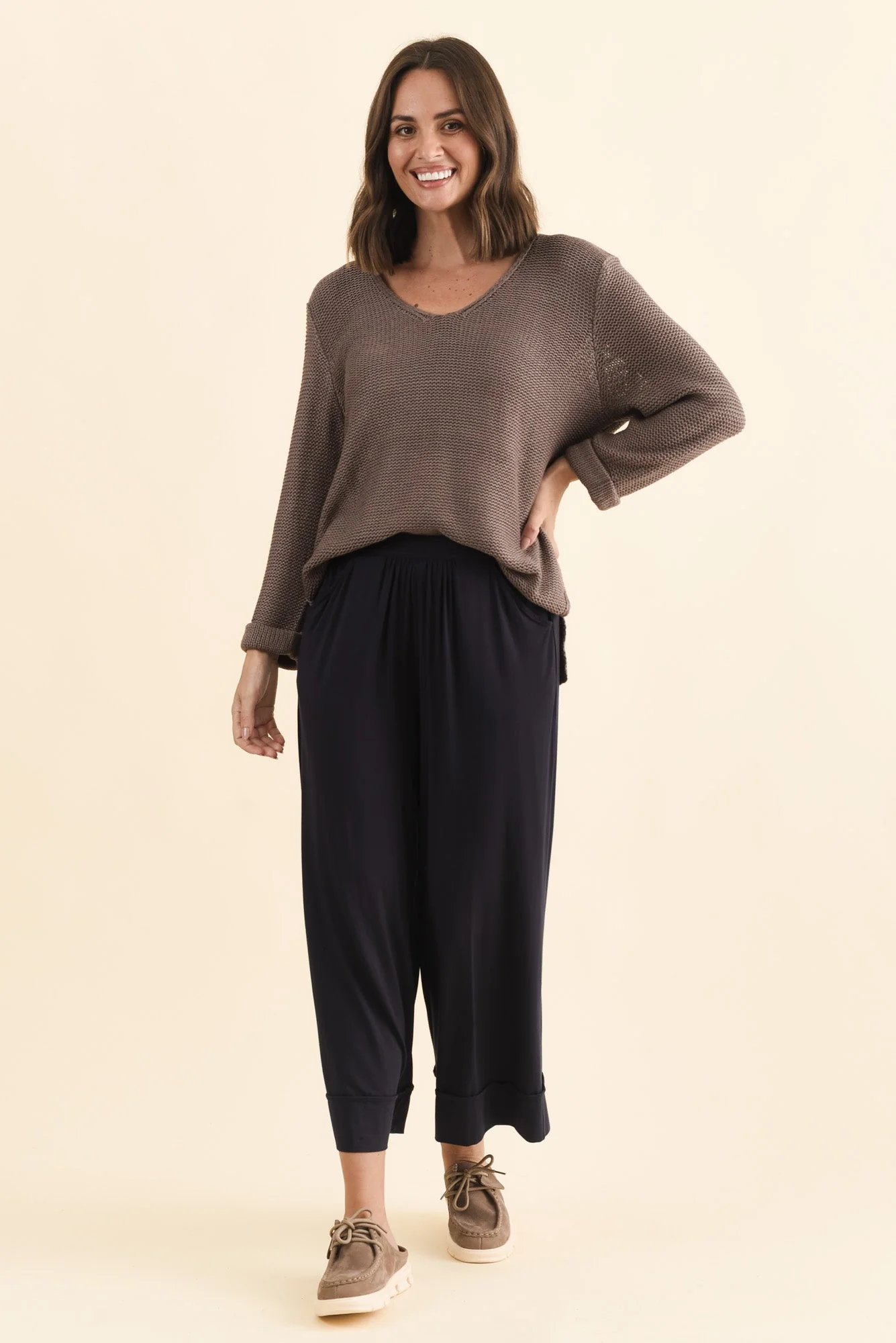 Lena Navy Micro Modal Resort Pants - Image 7