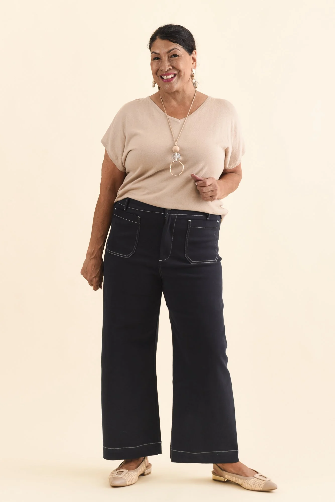 Lenon Dark Blue Denim Cropped Jeans - Image 2