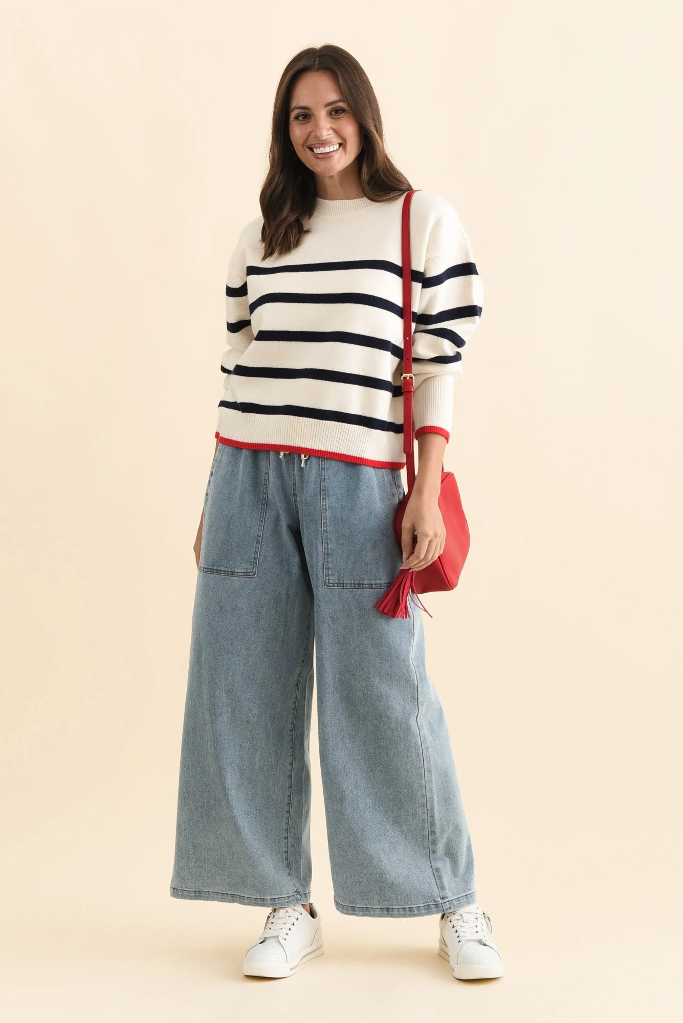 Leonie Navy Stripe Knit Sweater - Image 2