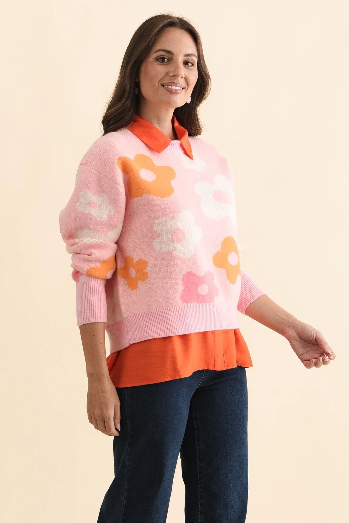 Leonie Pink Flower Knit Sweater - Image 3