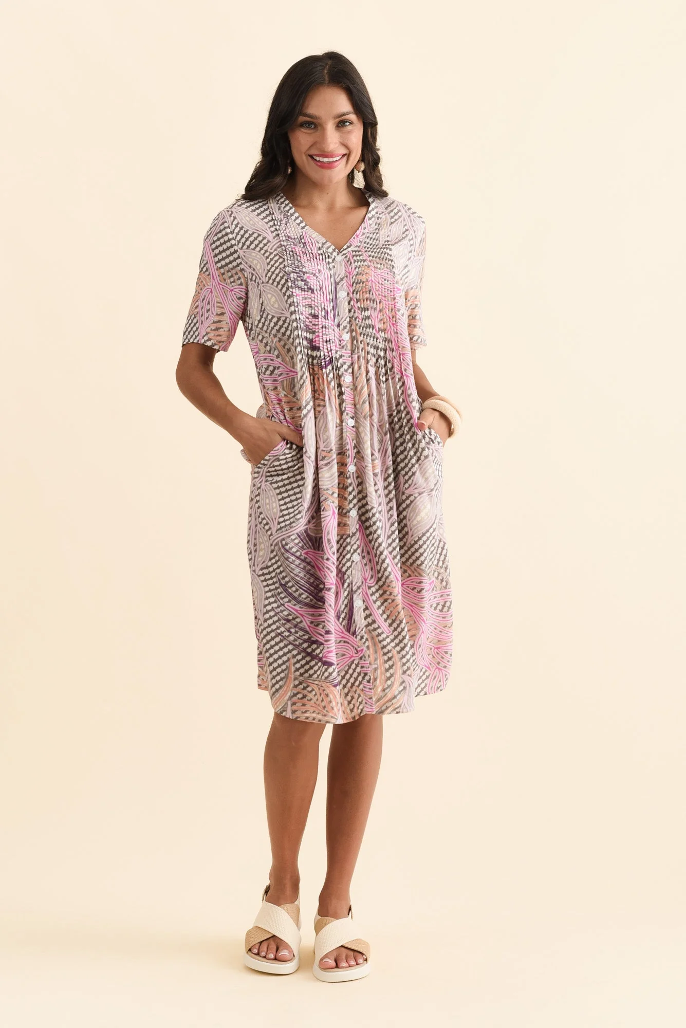 Leticia Pink Leaf Midi Dress - Image 6