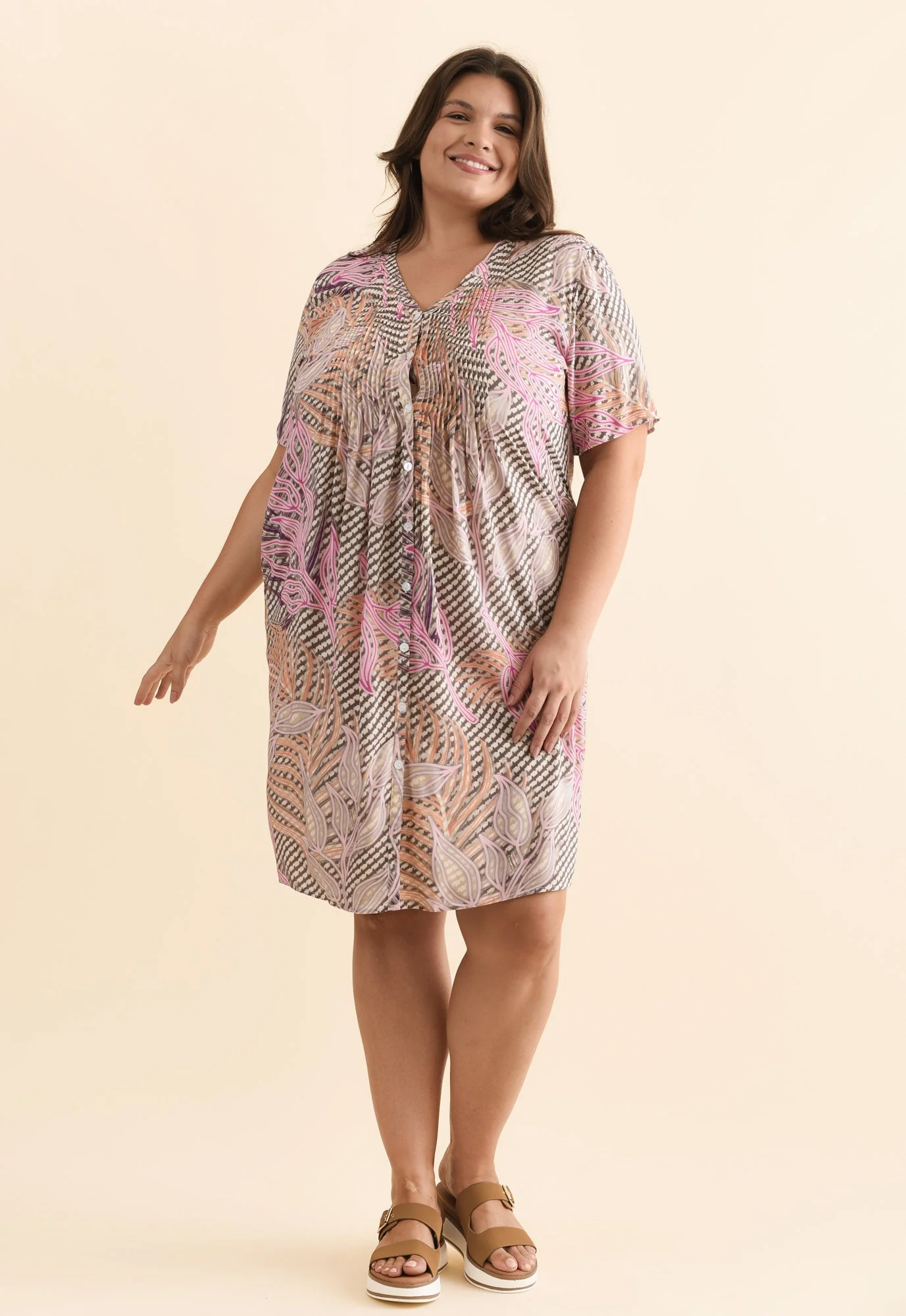 Leticia Pink Leaf Midi Dress - Image 8