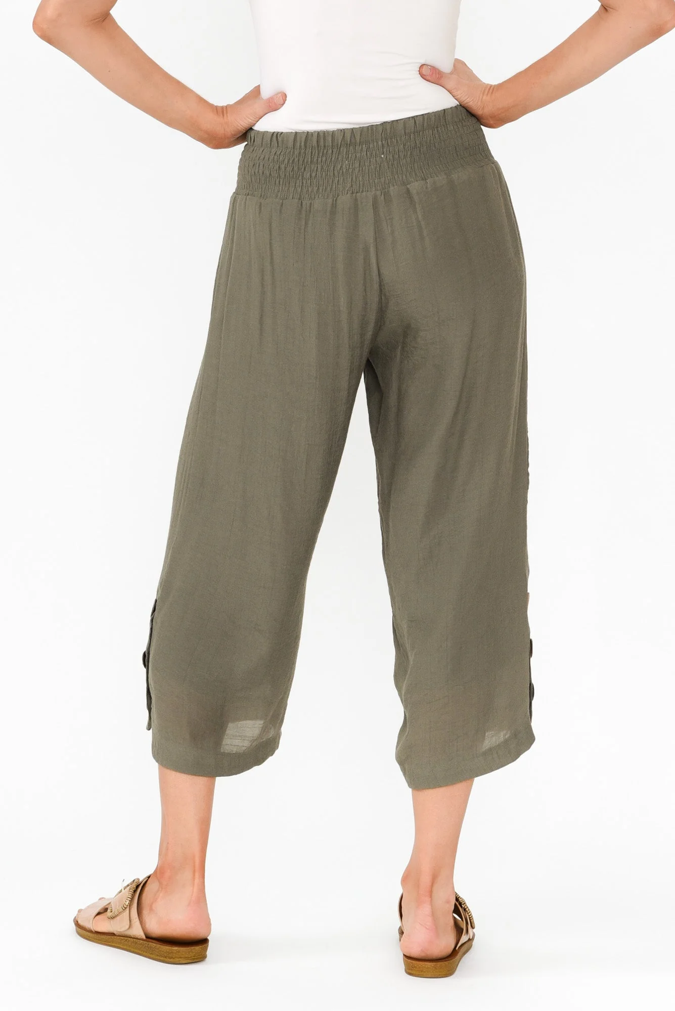Lettie Khaki Button Pants - Image 4