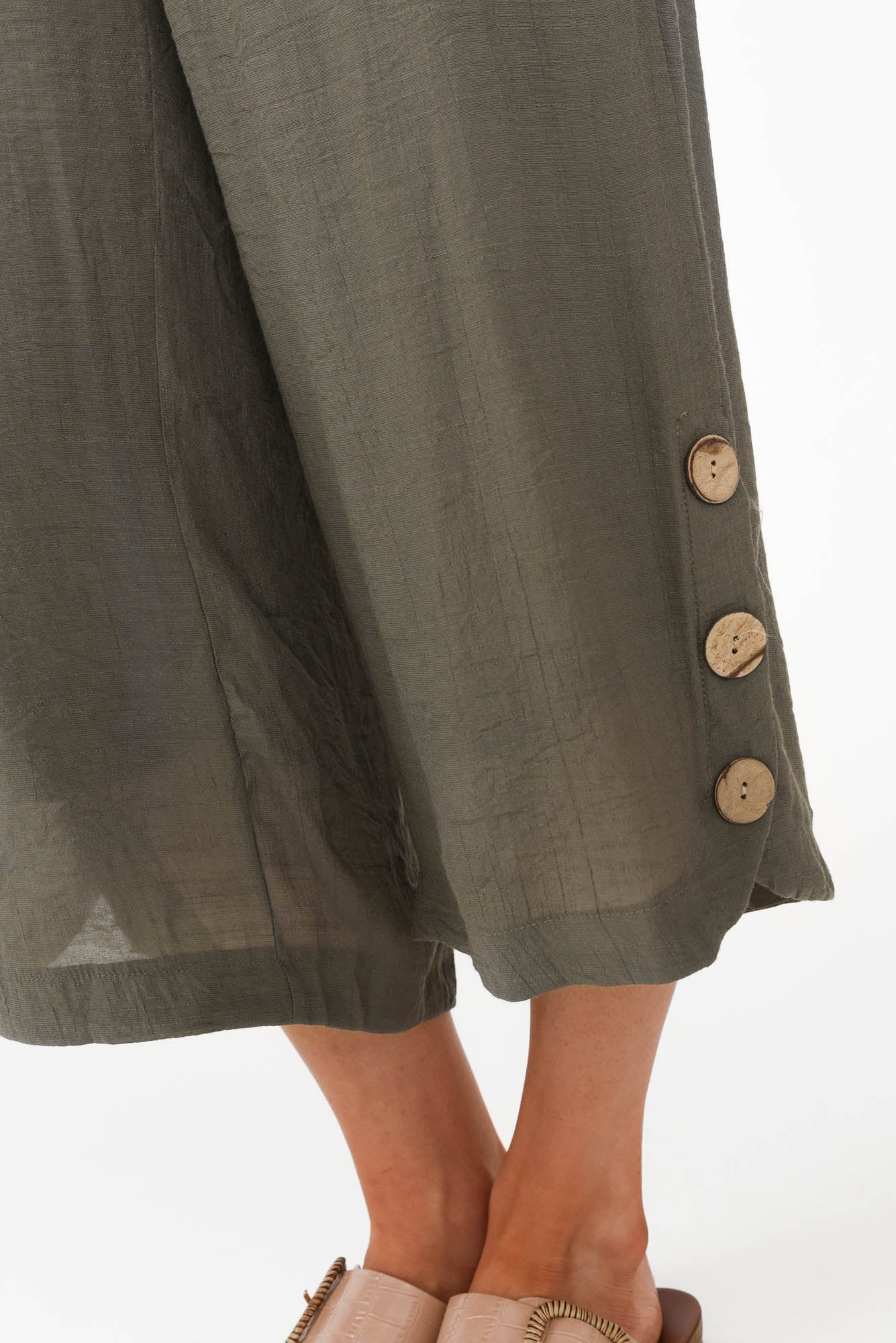 Lettie Khaki Button Pants - Image 6