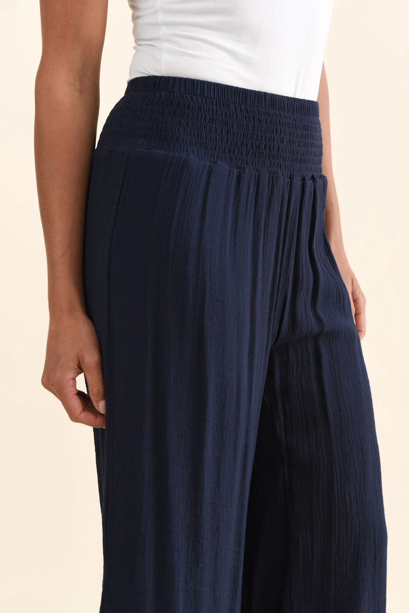 Lettie Navy Button Pants - Image 4