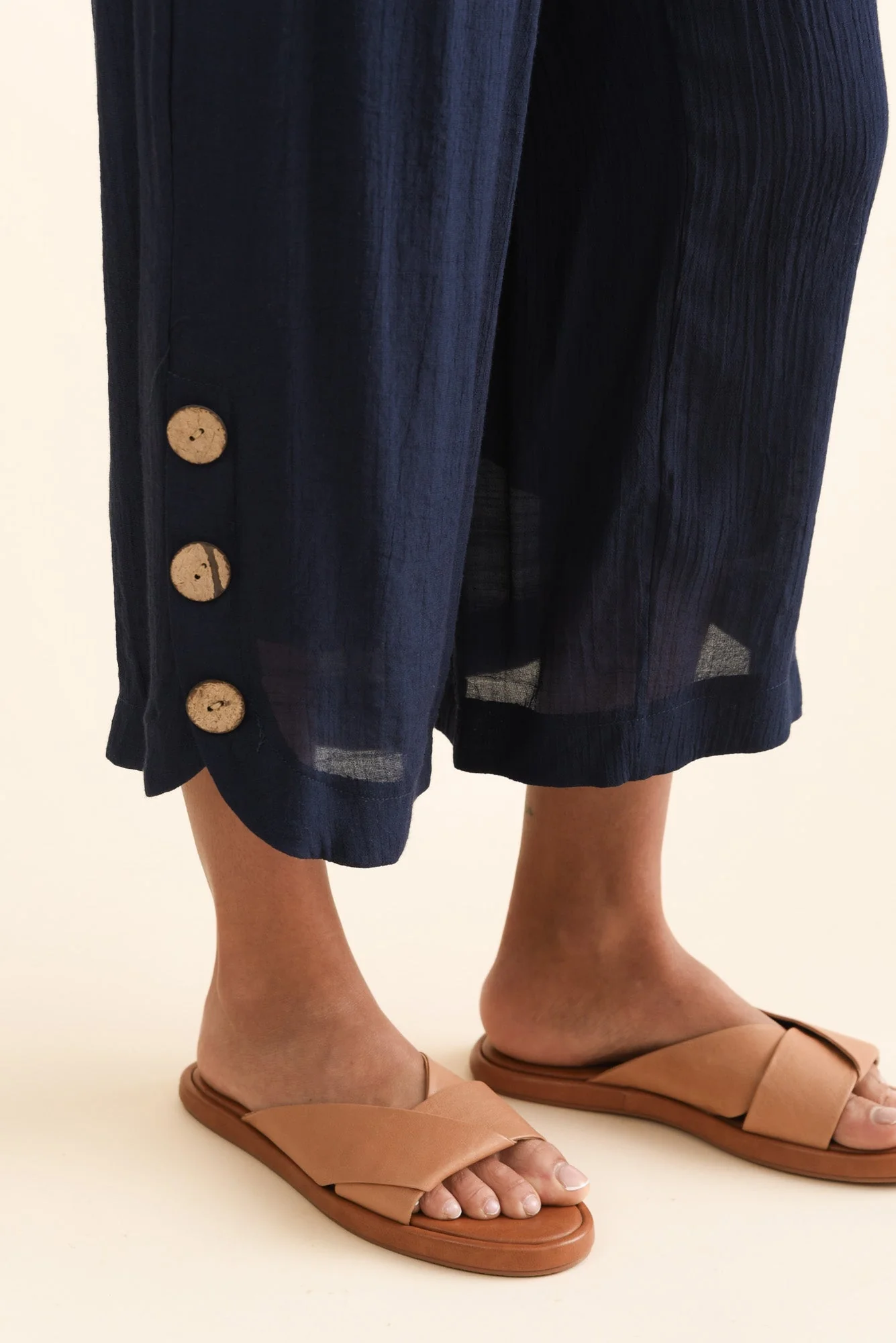 Lettie Navy Button Pants - Image 6