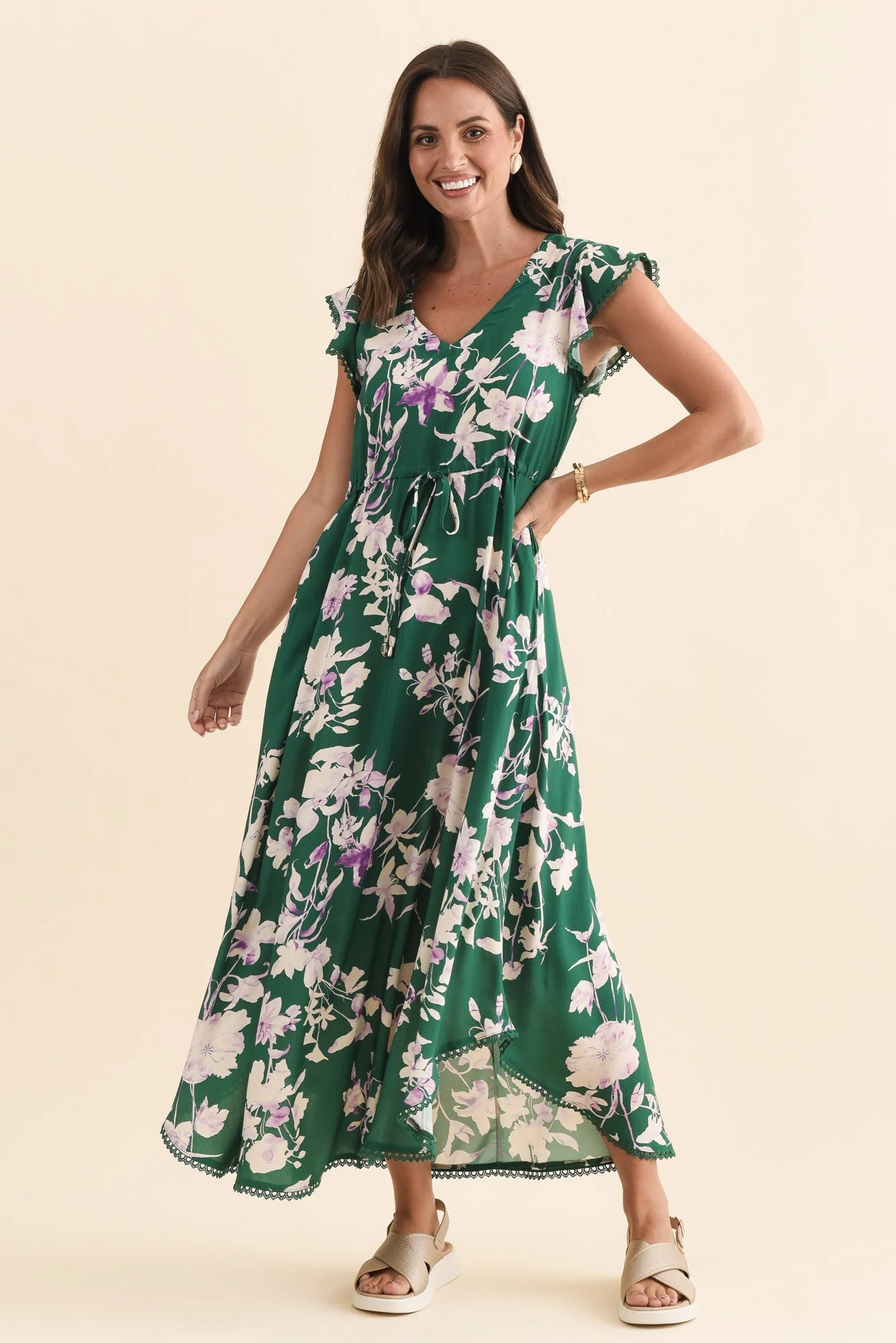 Libby Green Flower Midi Dress - Image 3