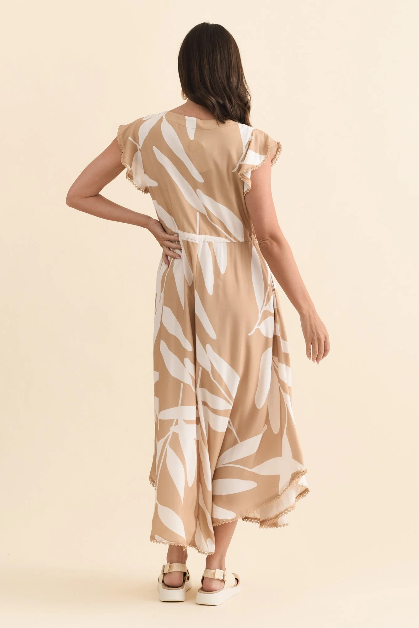 Libby Mocha Leaf Midi Dress - Image 4