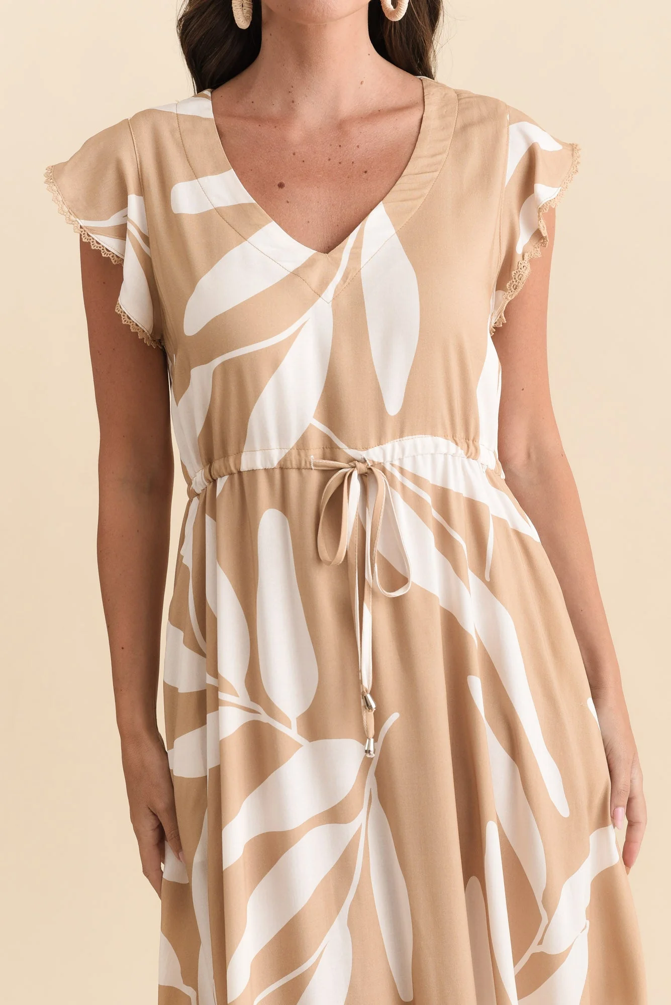 Libby Mocha Leaf Midi Dress - Image 5