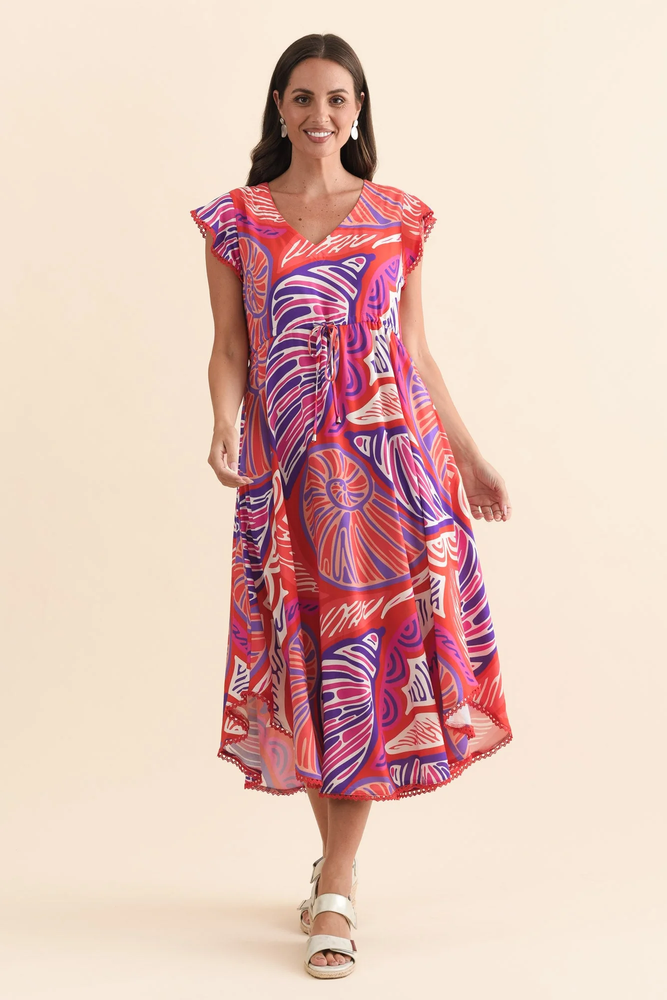 Libby Purple Motif Midi Dress - Image 3
