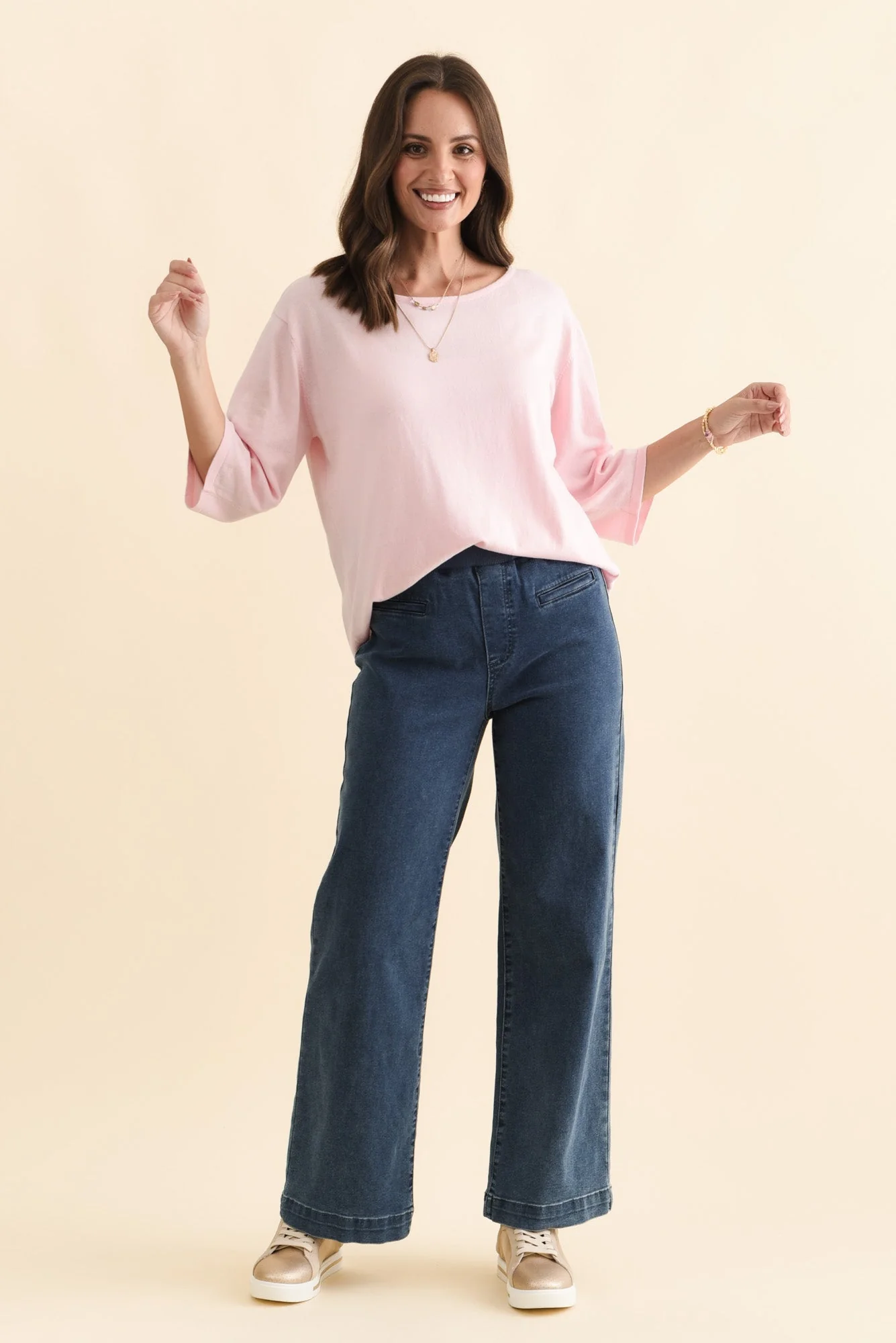 Liberty Pink Cotton Knit 3/4 Sleeve Top - Image 6
