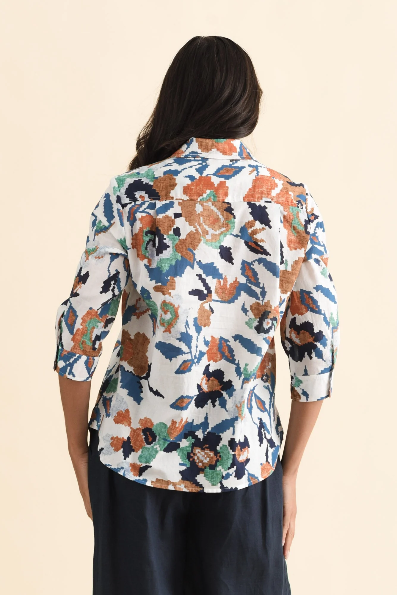 Lilah Orange Garden Cotton 3/4 Sleeved Shirt - Image 5