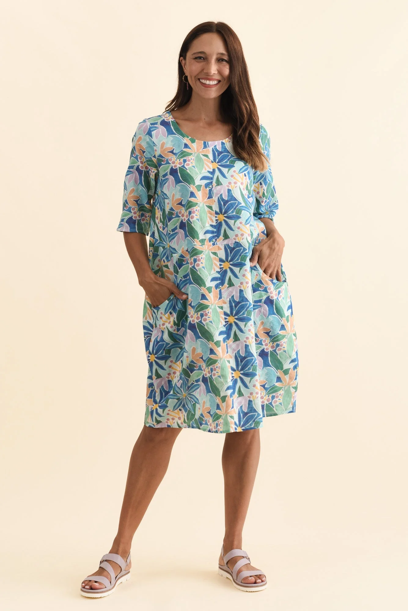 Lilibet Blue Garden Cotton Pocket Dress - Image 2