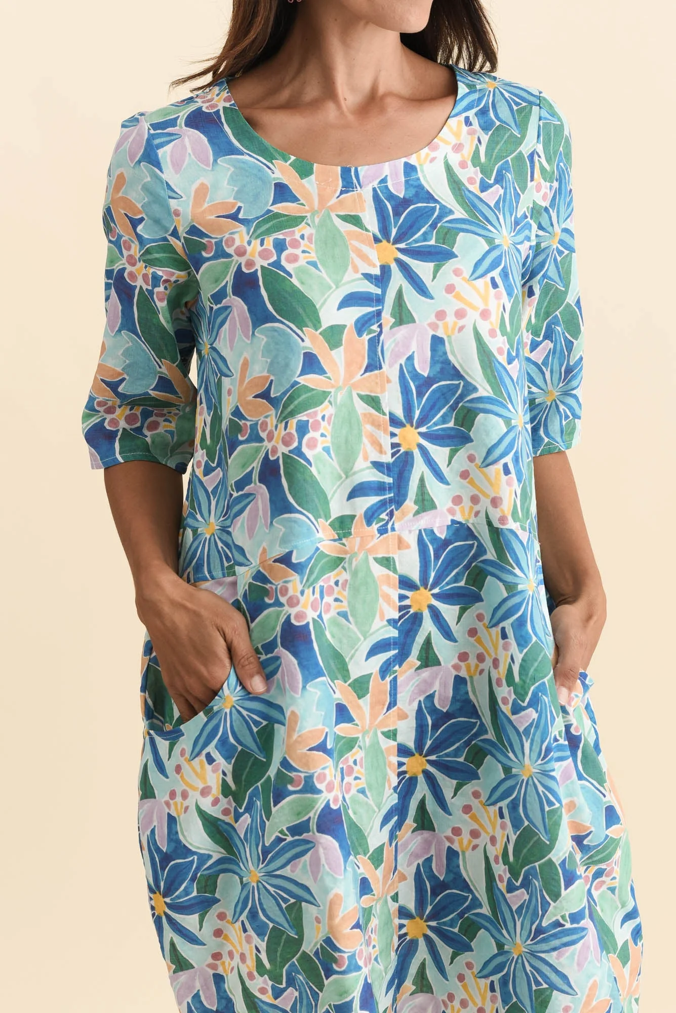 Lilibet Blue Garden Cotton Pocket Dress - Image 6