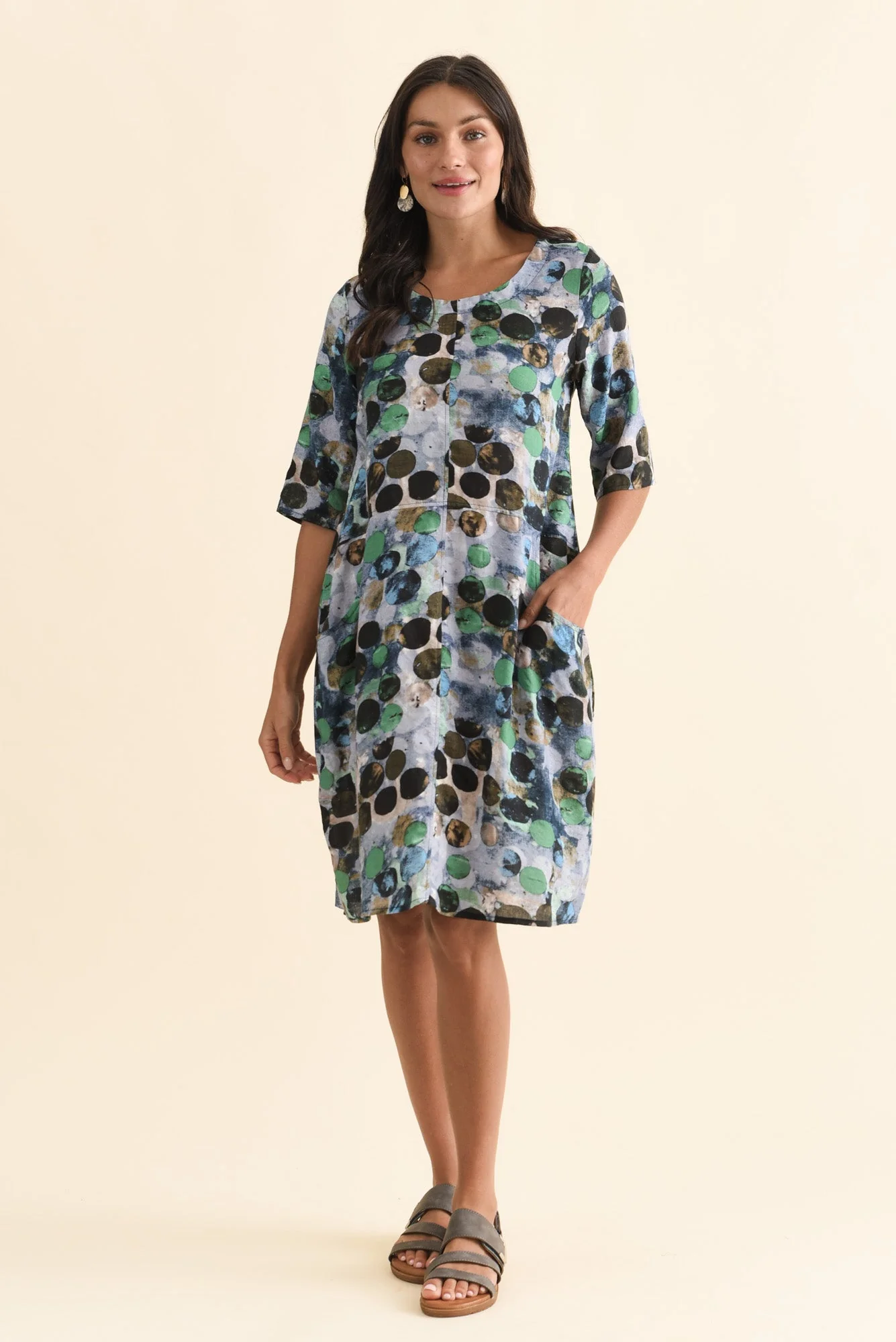 Lilibet Blue Spot Cotton Pocket Dress - Image 6