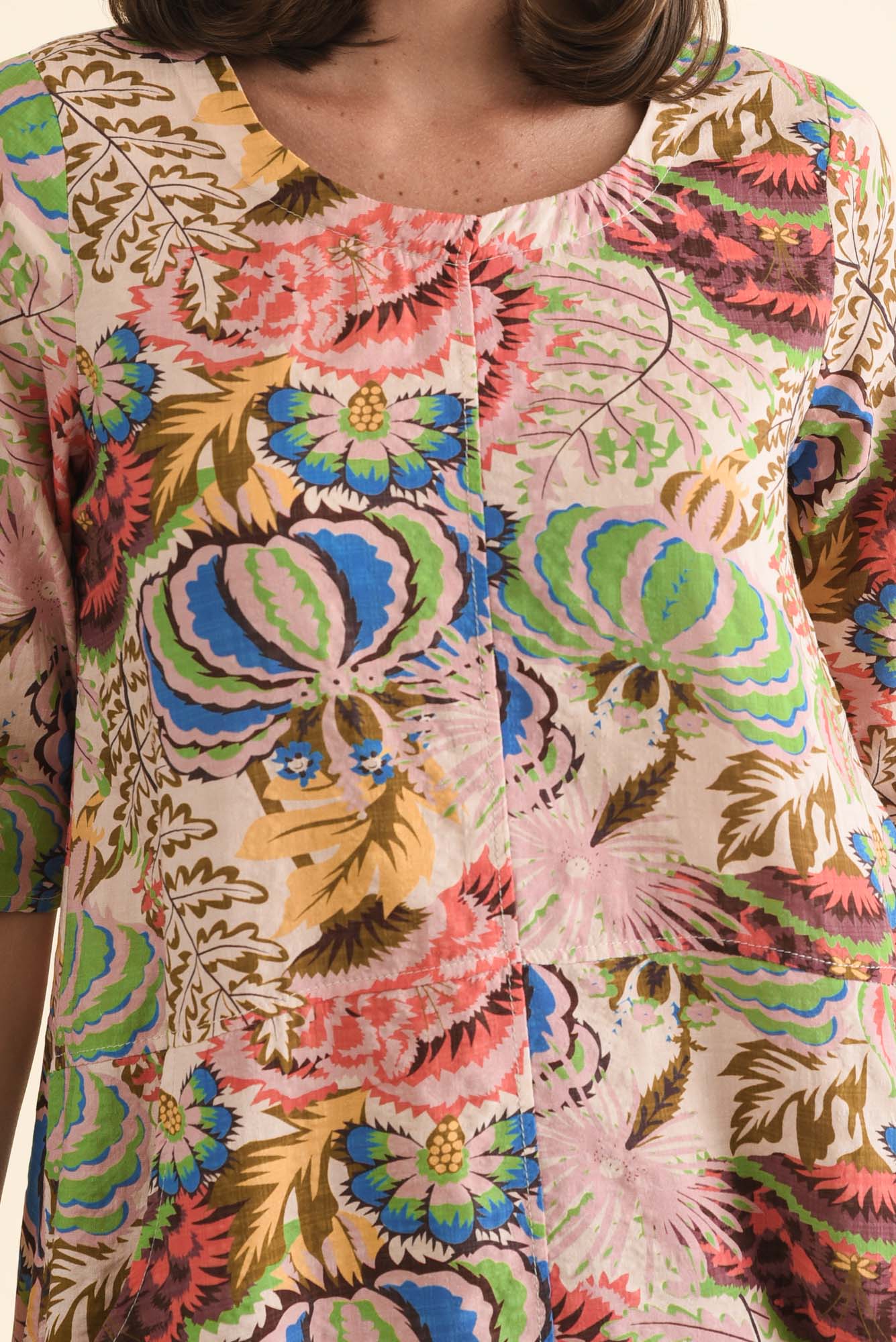 Lilibet Green Botanical Cotton Pocket Dress - Image 5