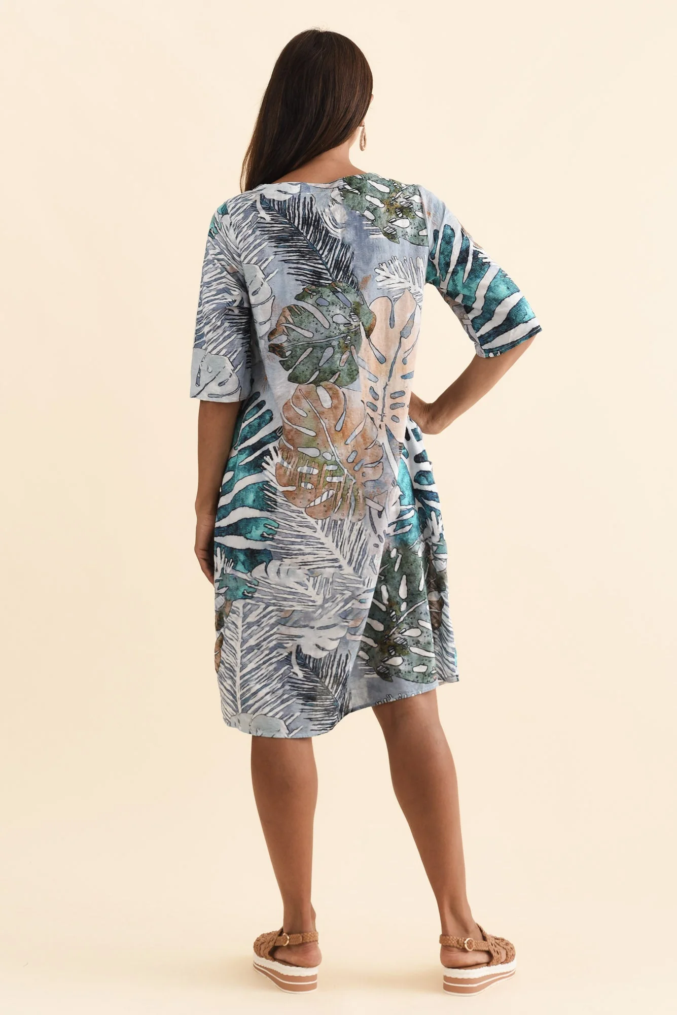 Lilibet Green Leaf Cotton Pocket Dress - Image 4
