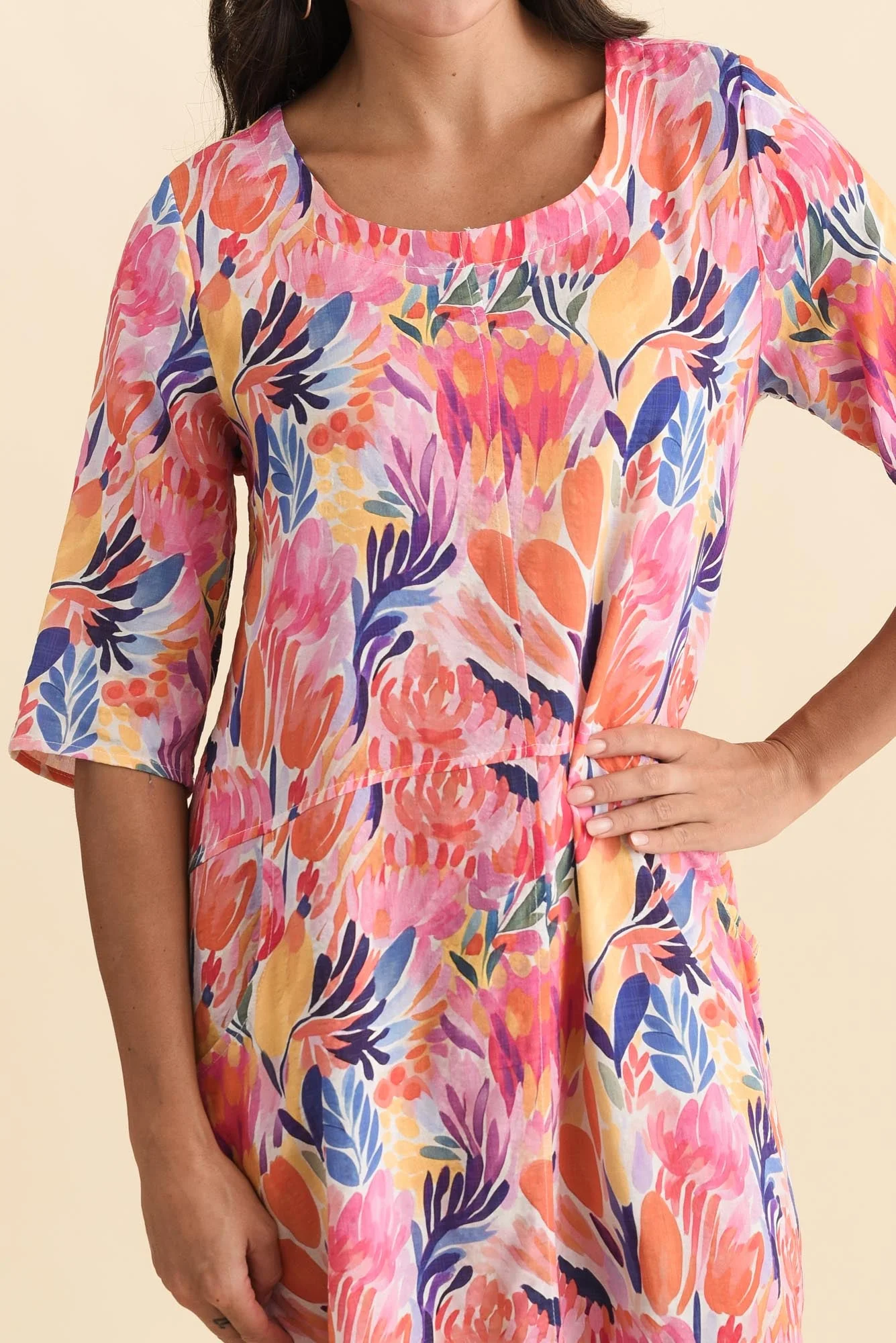 Lilibet Orange Flower Cotton Pocket Dress - Image 6