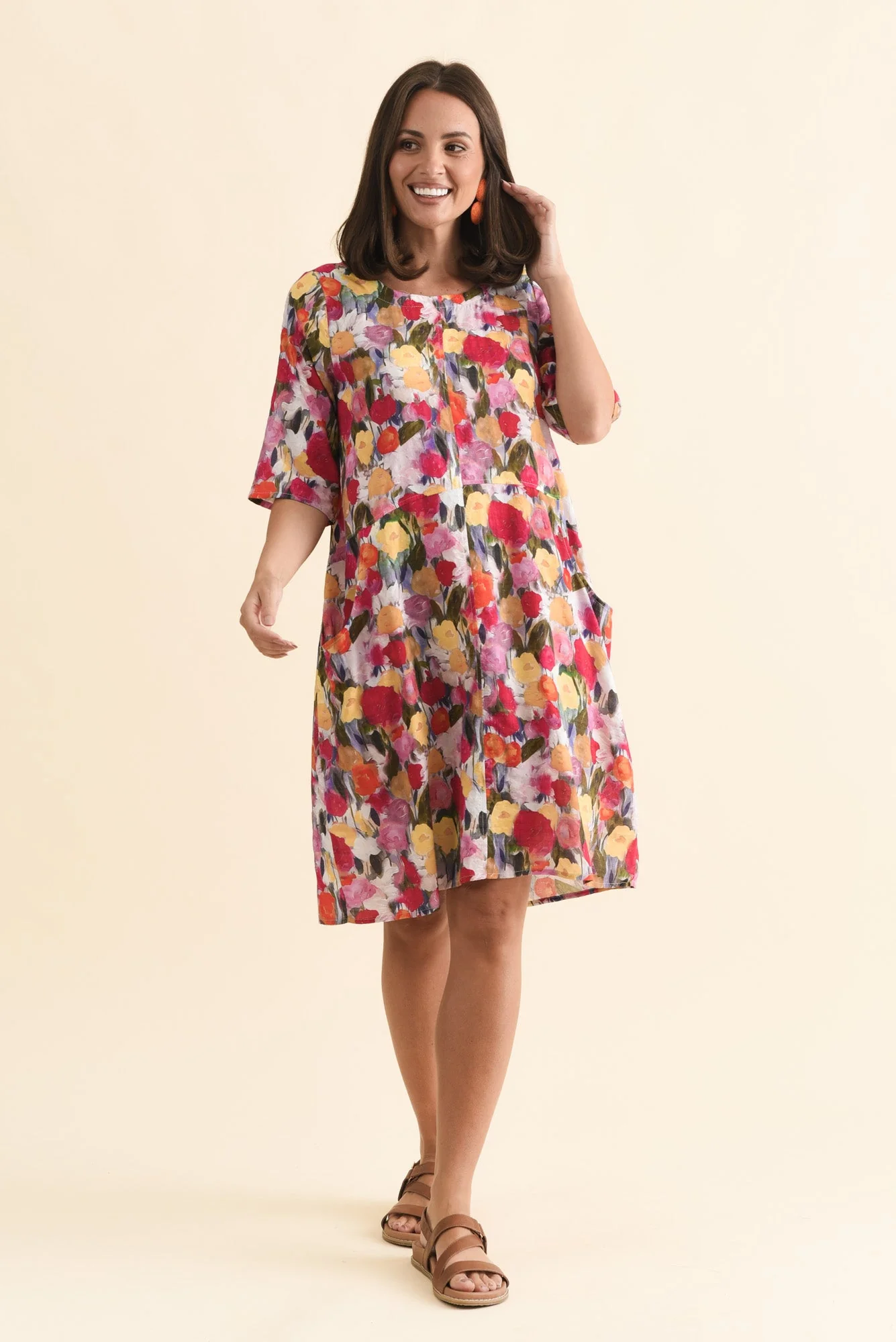 Lilibet Pink Floral Cotton Pocket Dress - Image 2