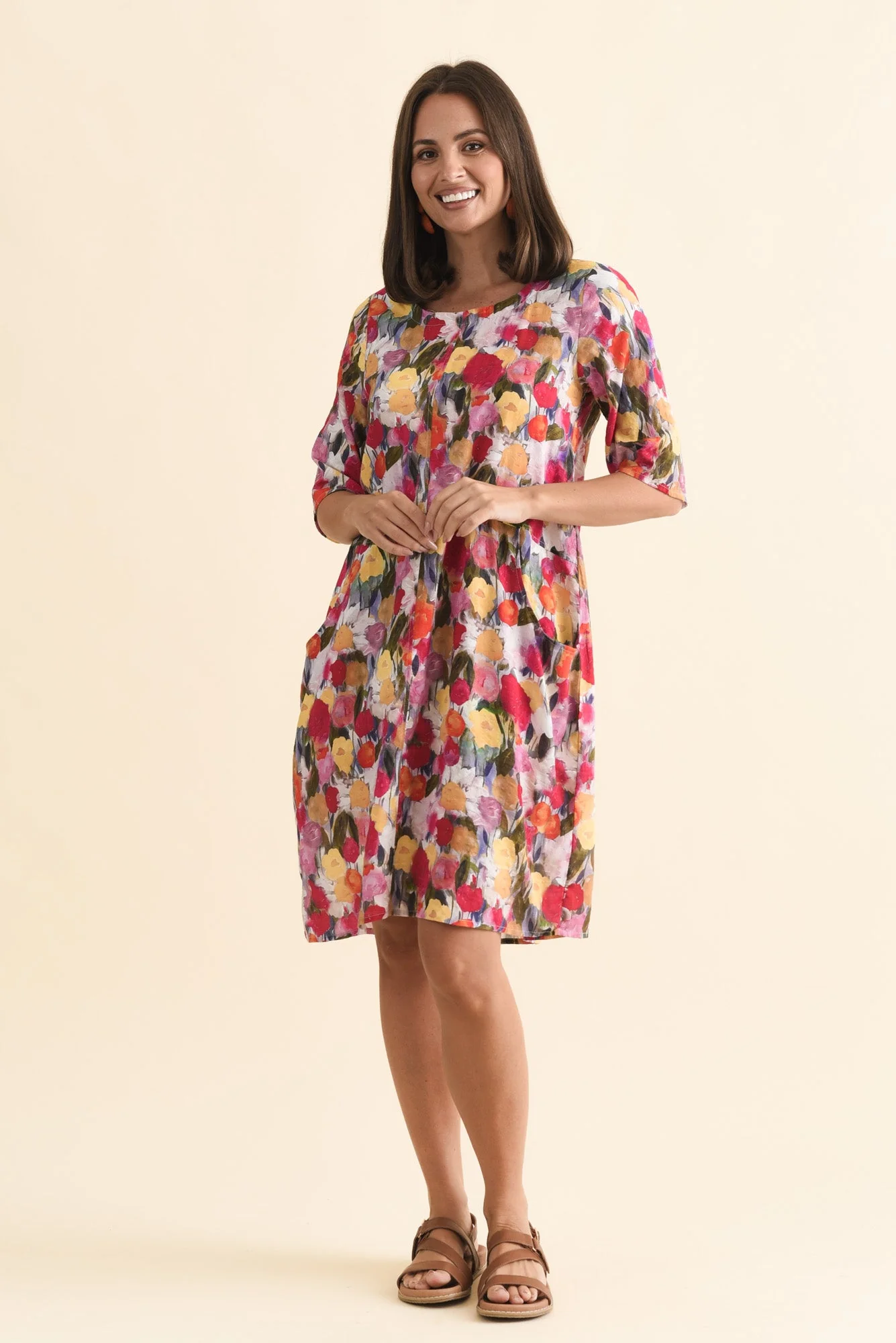 Lilibet Pink Floral Cotton Pocket Dress - Image 6